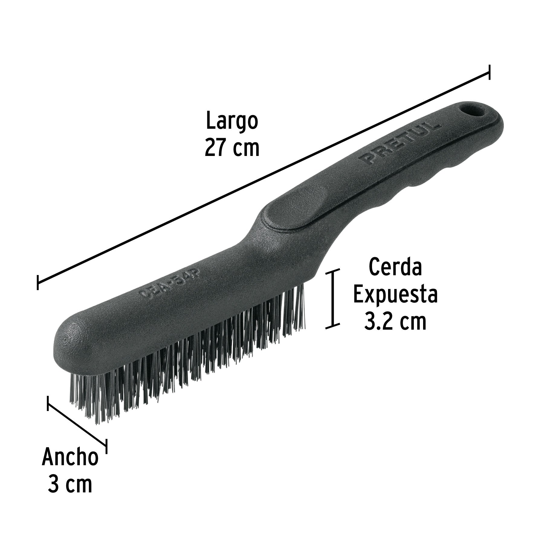 Cepillo de alambre, cerdas acero carbono, 64 pinceles,Pretul