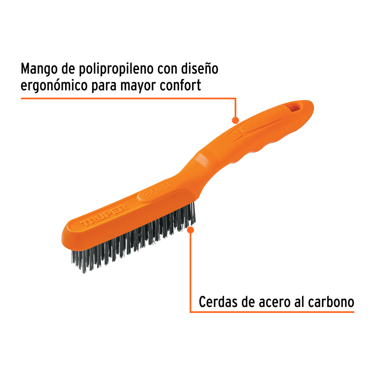 Cepillo de alambre, cerdas acero al carbono, 64 pinceles