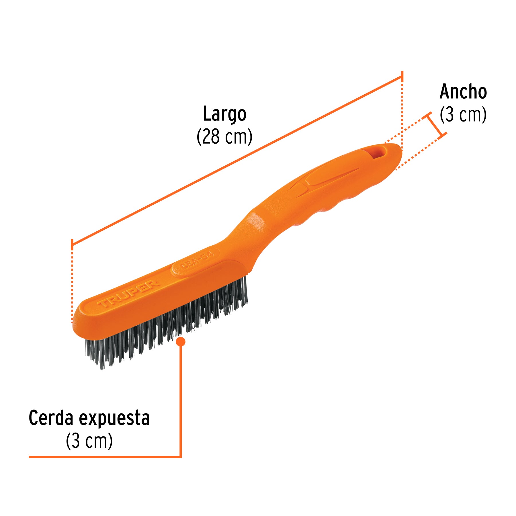 Cepillo de alambre, cerdas acero al carbono, 64 pinceles