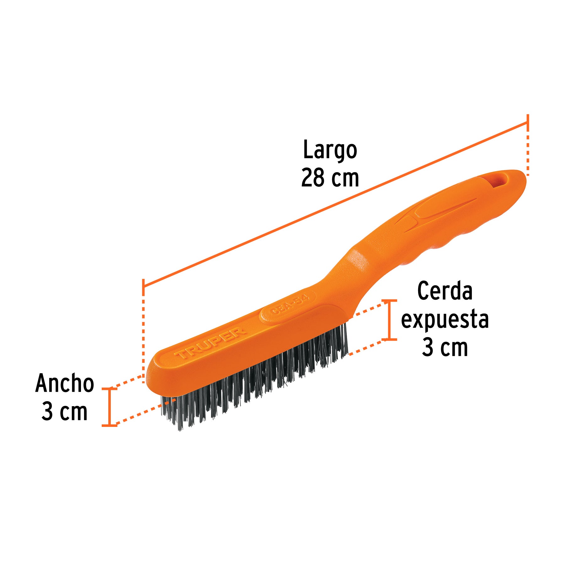 Cepillo de alambre, cerdas acero al carbono, 64 pinceles