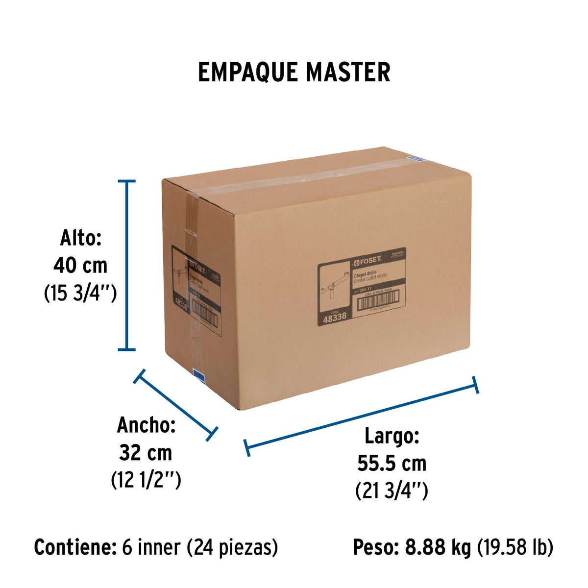 Céspol doble para fregadero, polipropileno, 1-1/2"