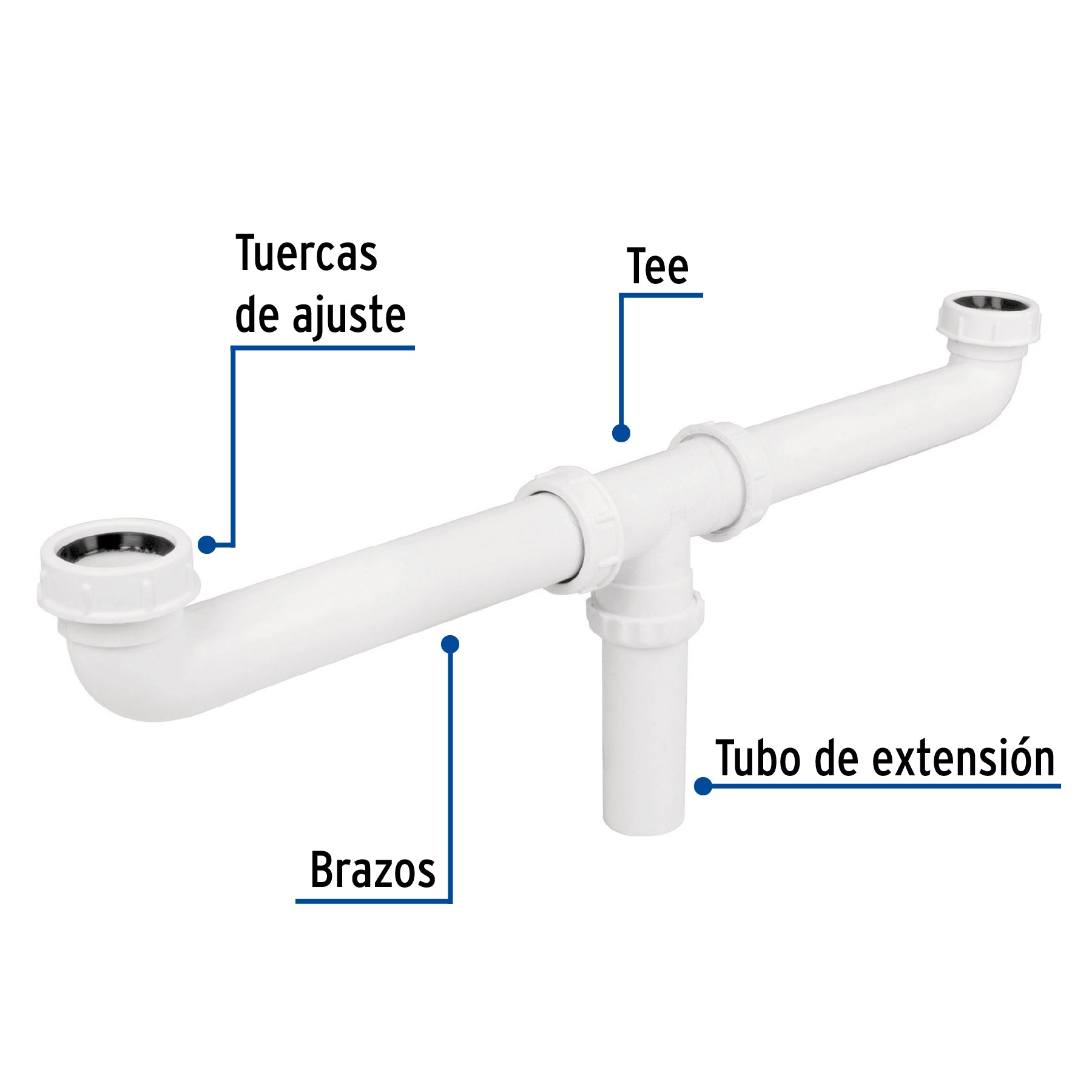 Céspol doble para fregadero, polipropileno, 1-1/2"