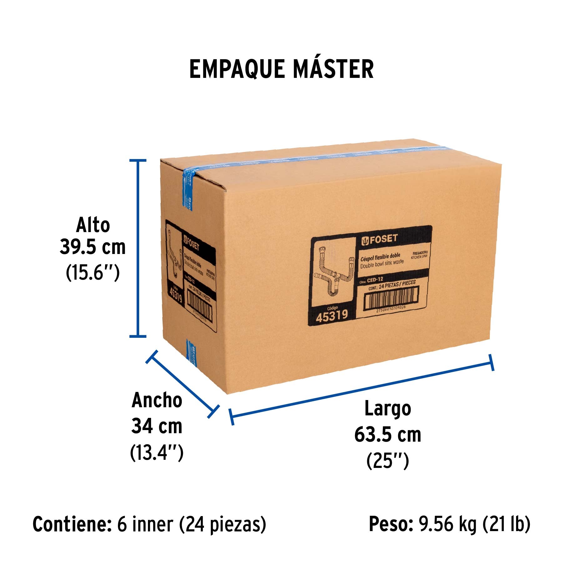 Céspol flexible doble para fregadero, polipropileno, 1-1/2'