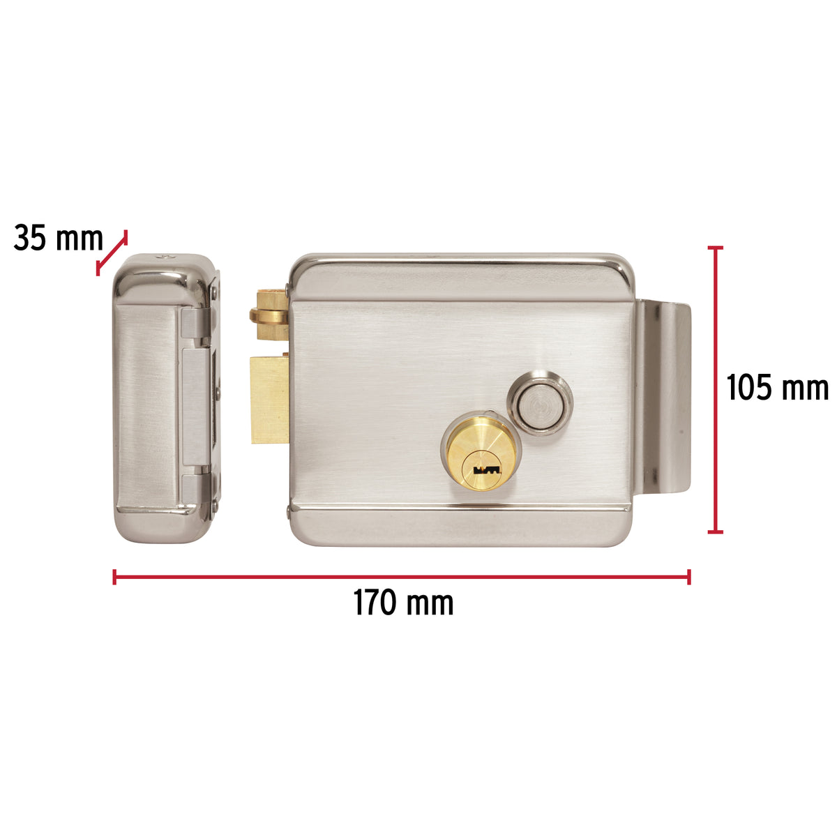 Cerradura electromecánica con botón, izquierda, Hermex