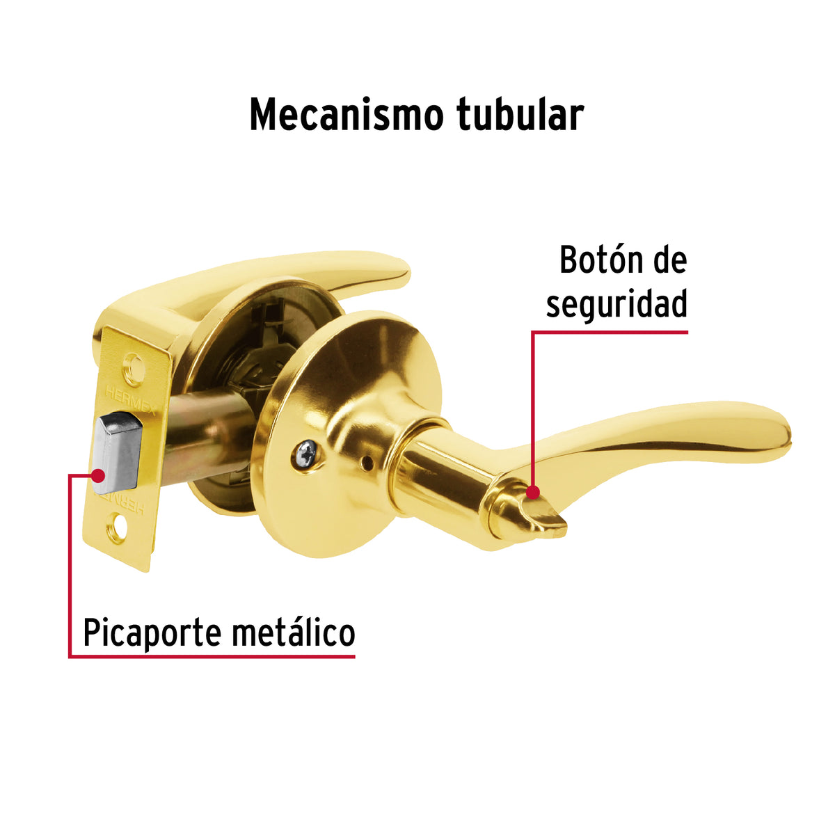 Cerradura Basic manija, cil metal, baño, latón brillante