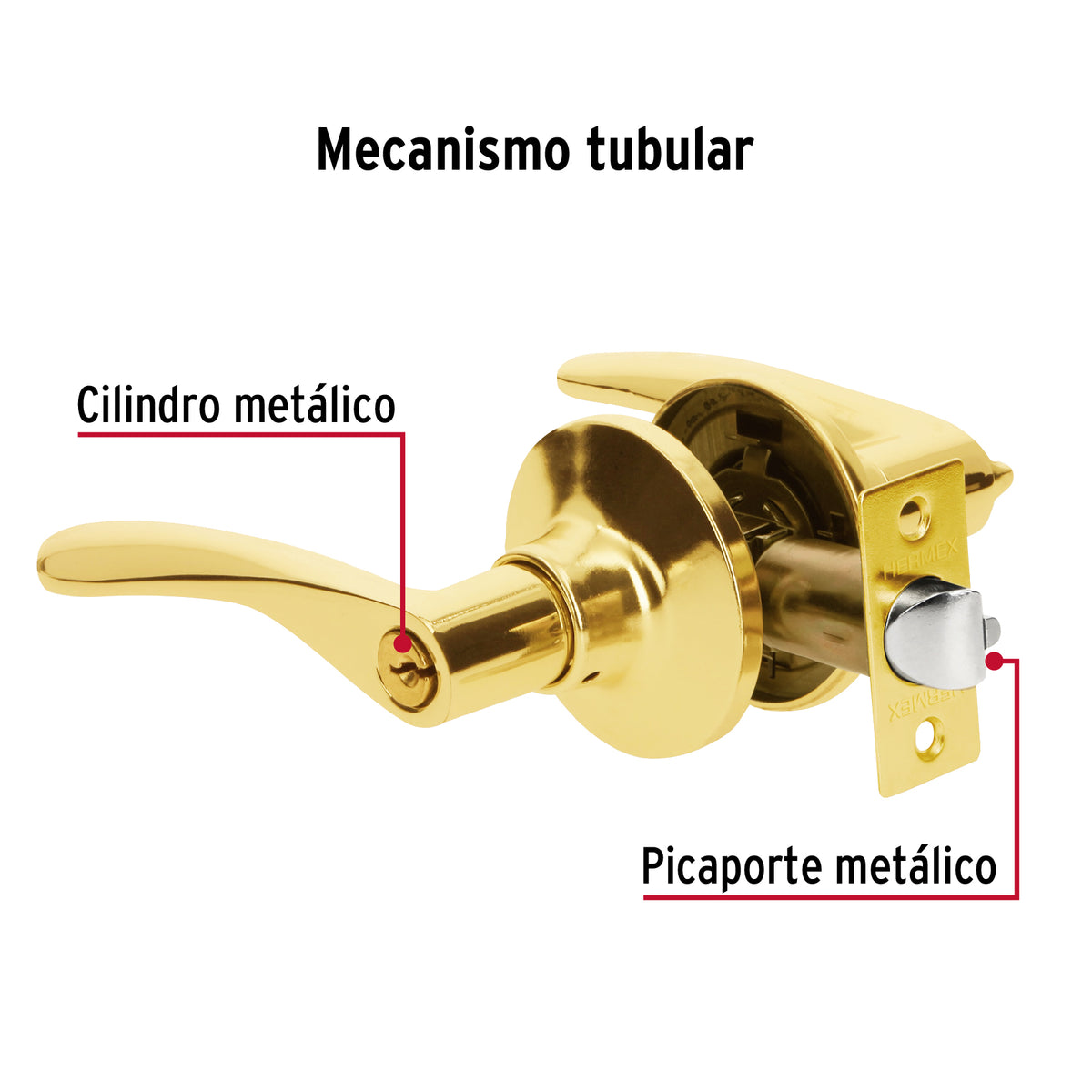 Cerradura Basic manija, cil metal, recámara, latón brillante