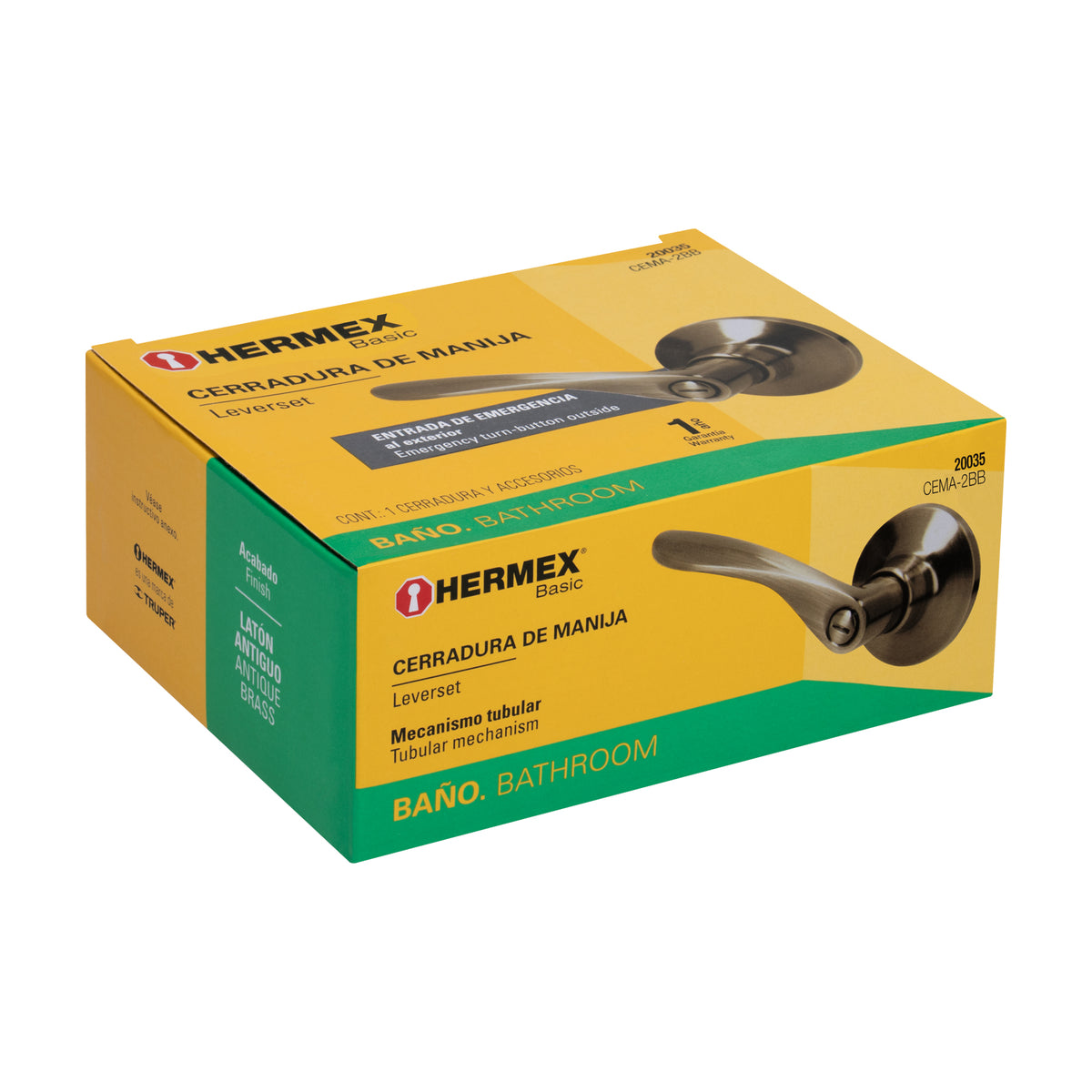 Cerradura Basic manija, cil metal, baño, latón antiguo