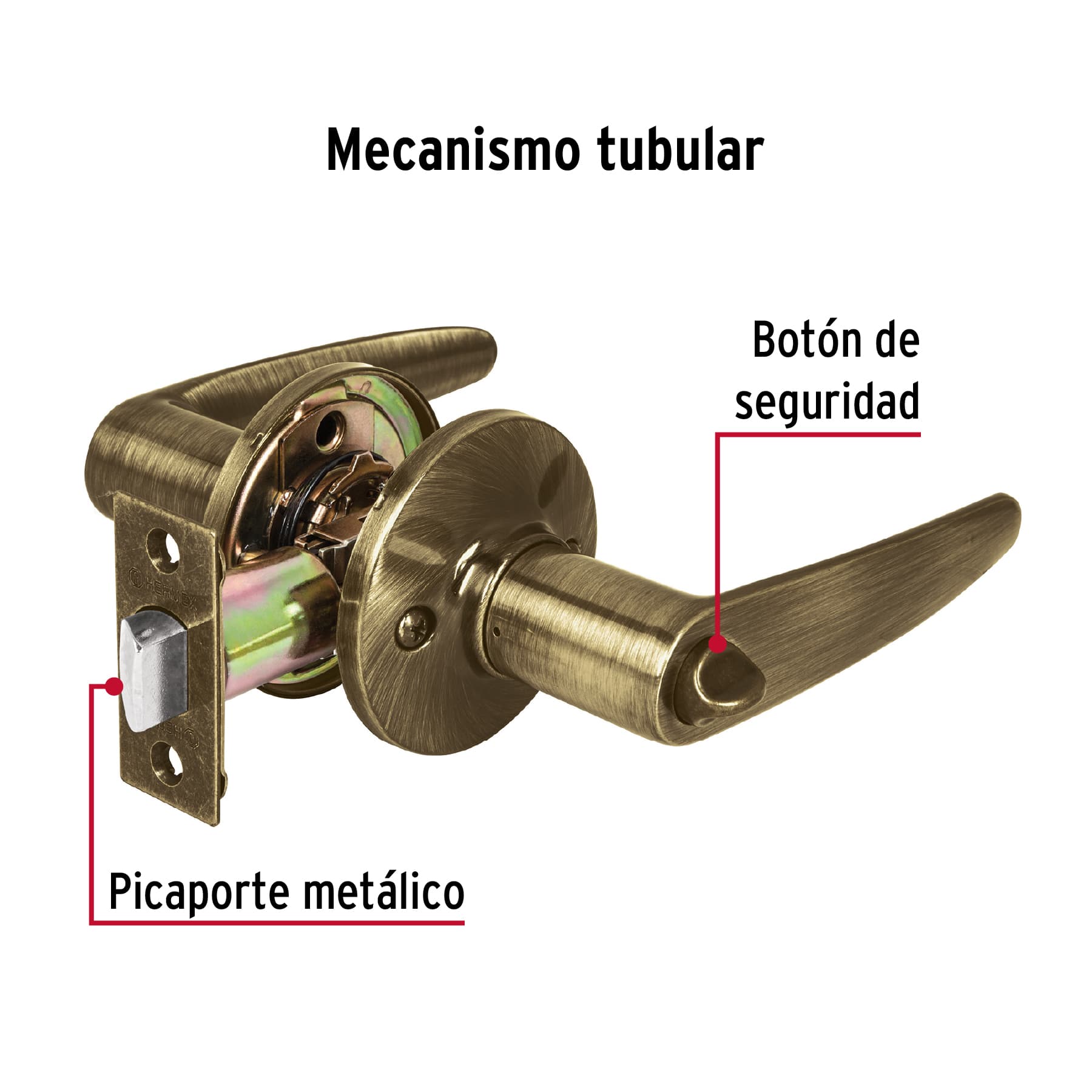 Cerradura manija, cilindro latón, latón antiguo, baño
