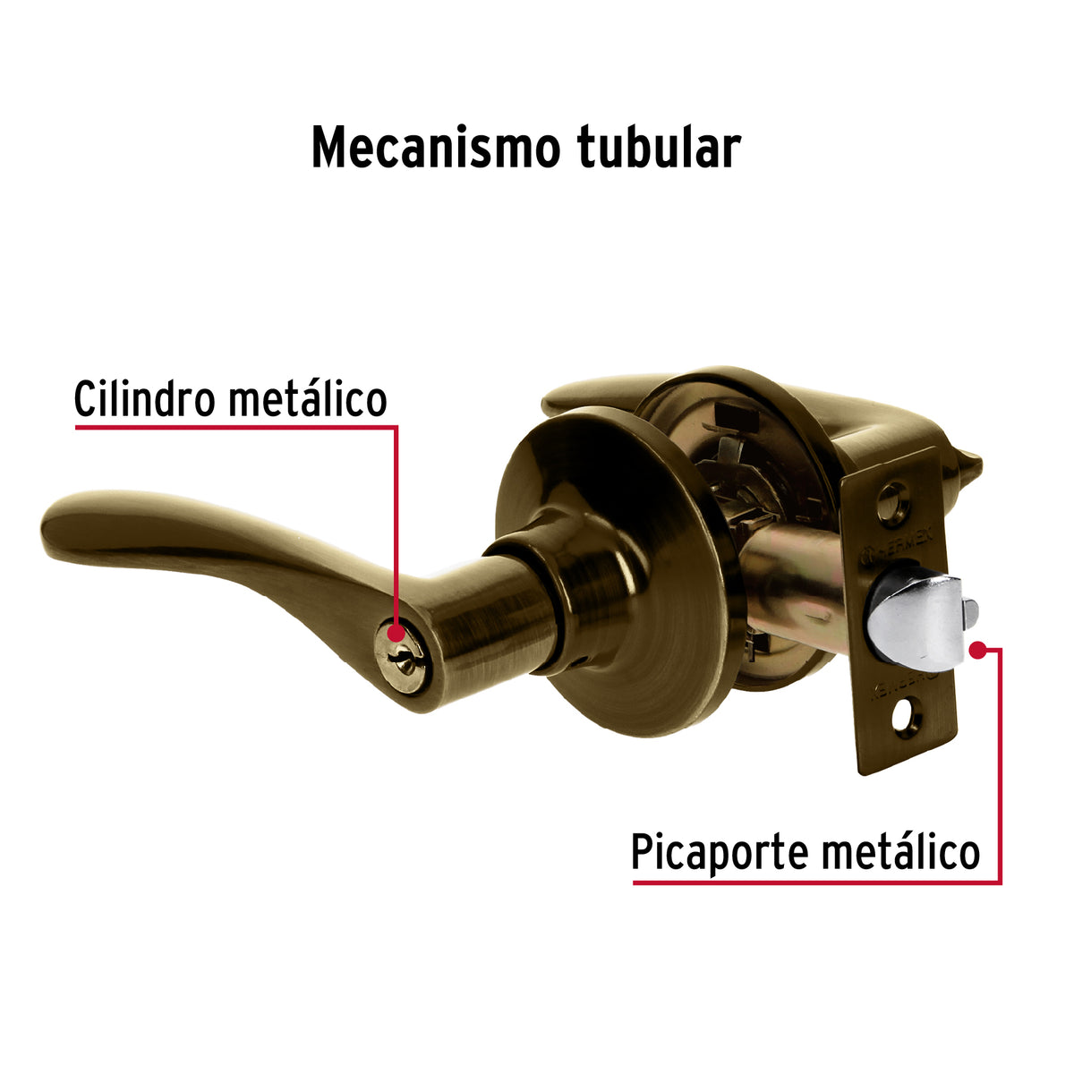 Cerradura Basic manija, cil metal, recámara,latón antiguo