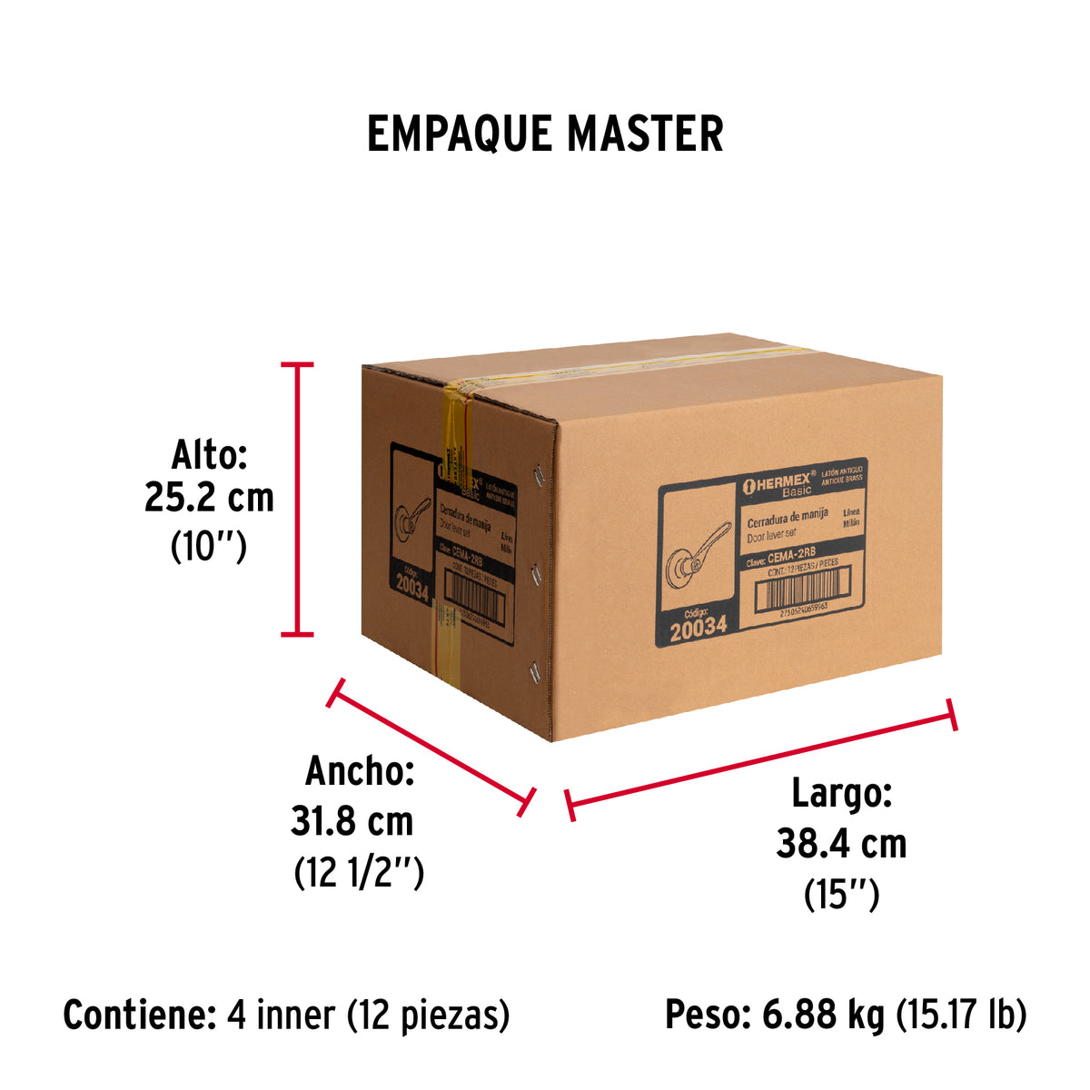 Cerradura Basic manija, cil metal, recámara,latón antiguo