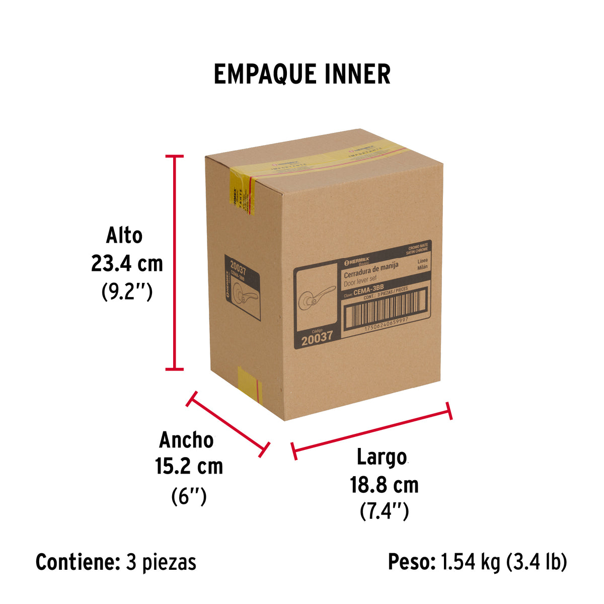 Cerradura Basic manija, cilindro metálico, baño, cromo