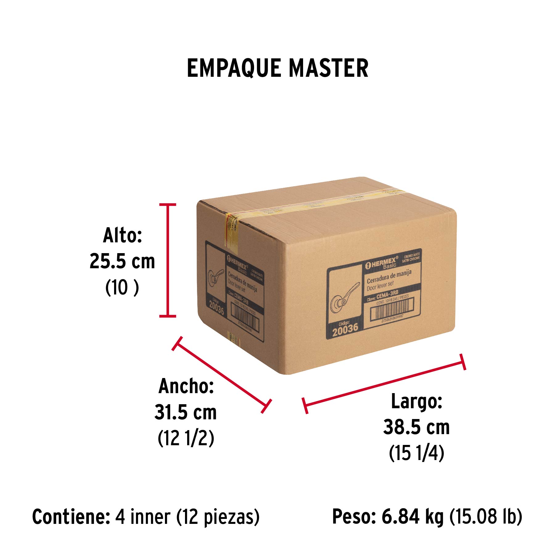Cerradura Basic manija, cilindro metálico, recámara, cromo