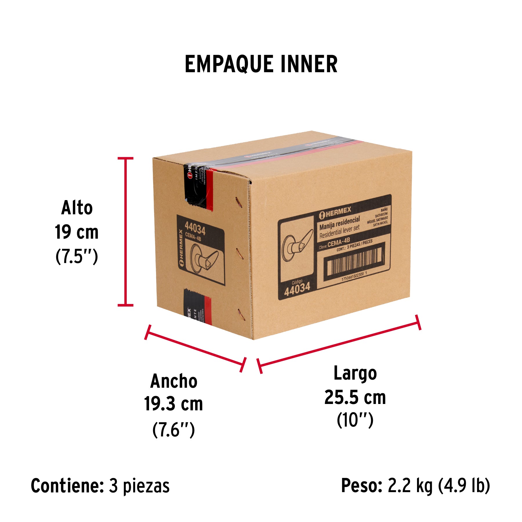 Cerradura manija 'Turín' p/baño níquel satinado, HERMEX