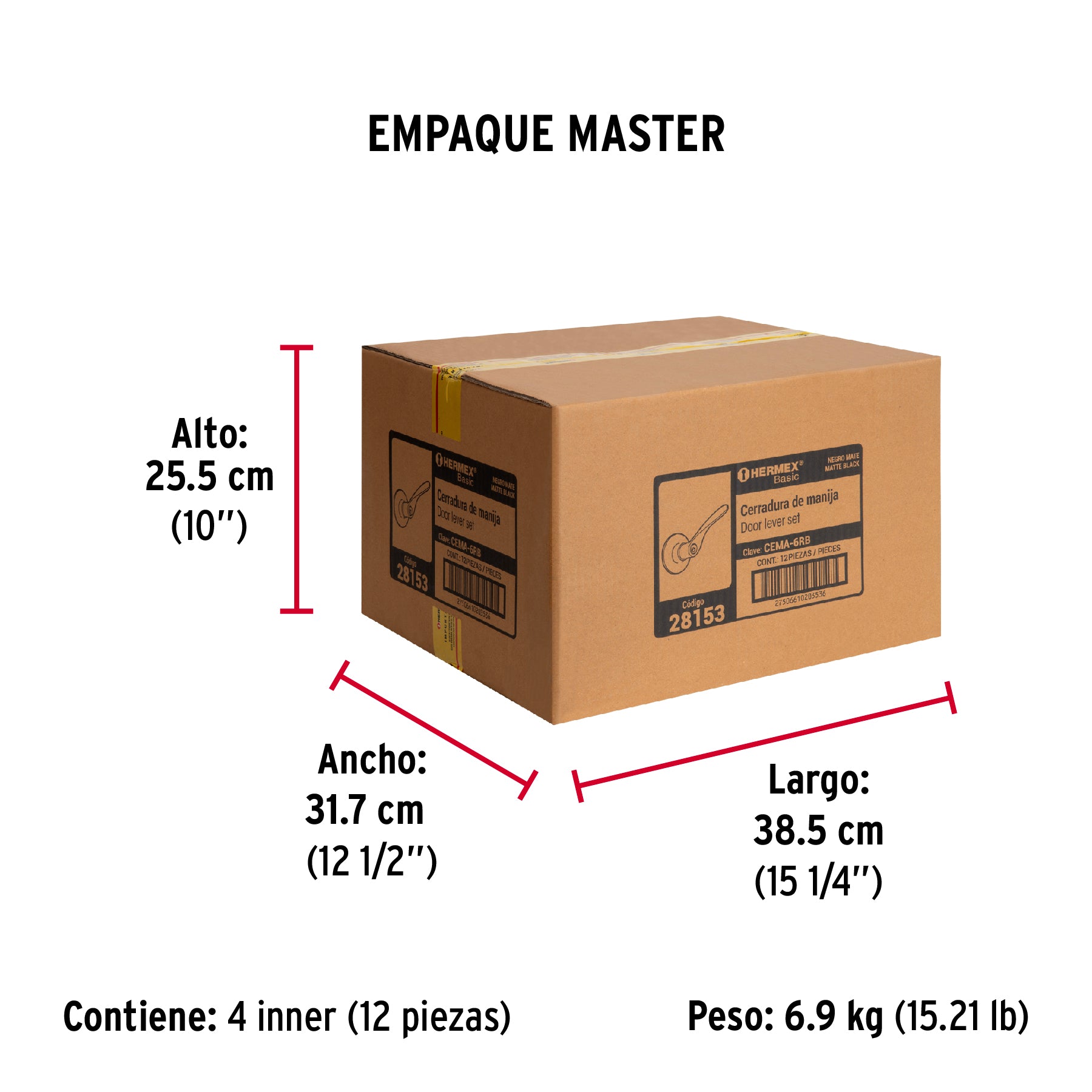 Cerradura manija 'Milán' p/recámara, negro, cil latón, Basic