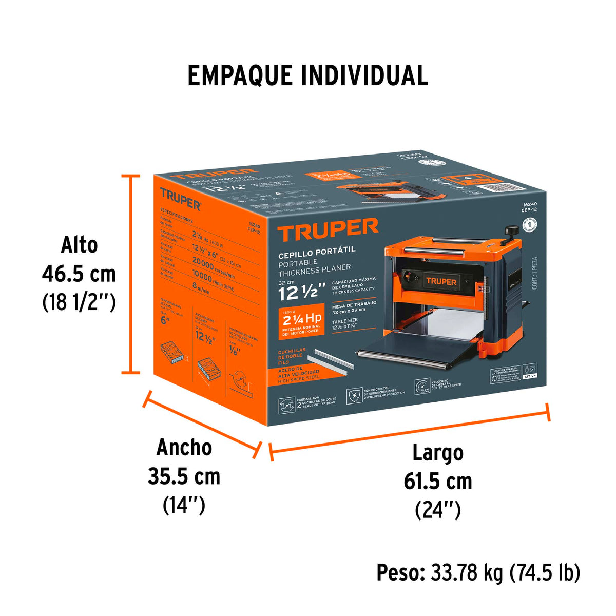 Cepillo portátil de 12-1/2"