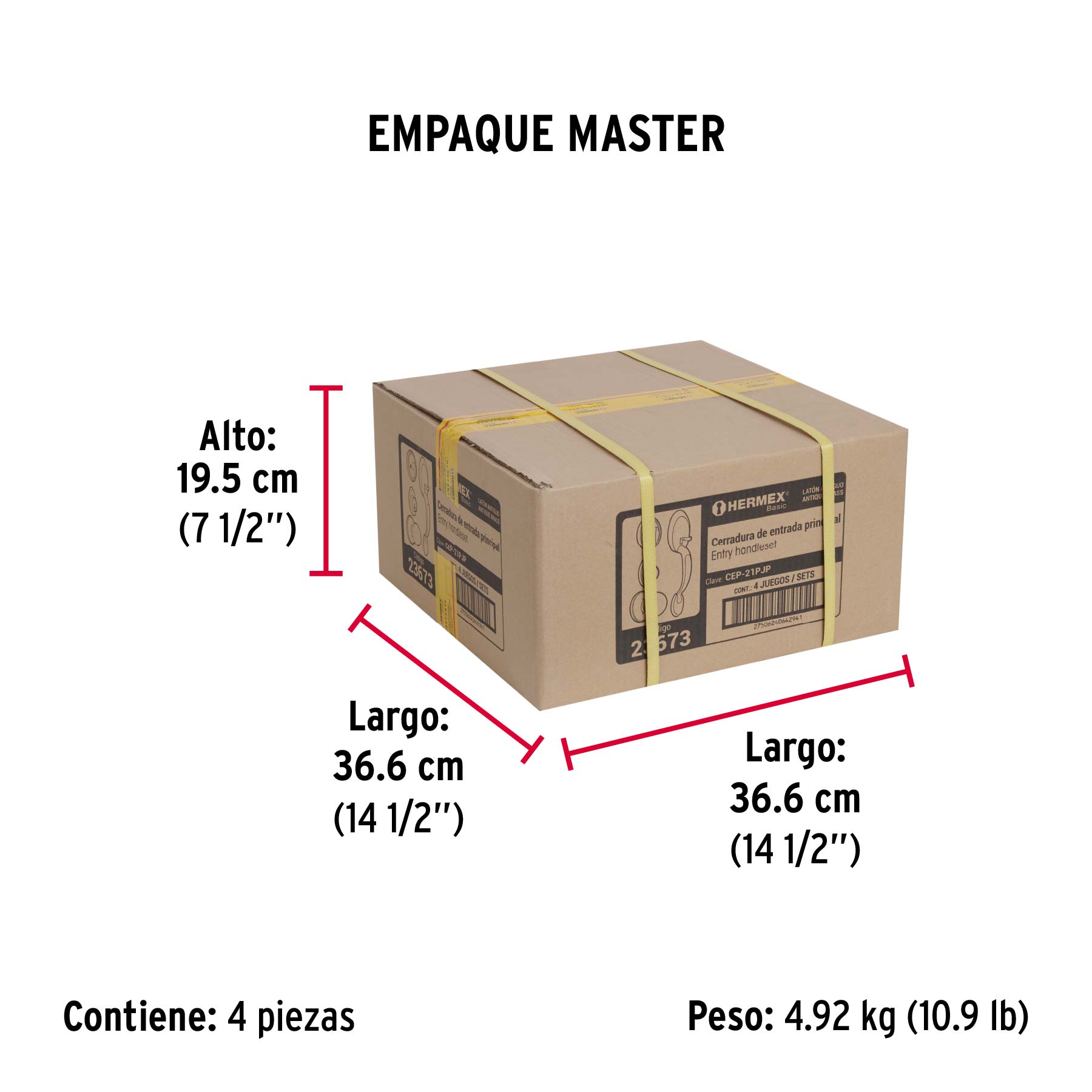 Cerradura, latón antiguo, mariposa, pomo, Hermex Basic