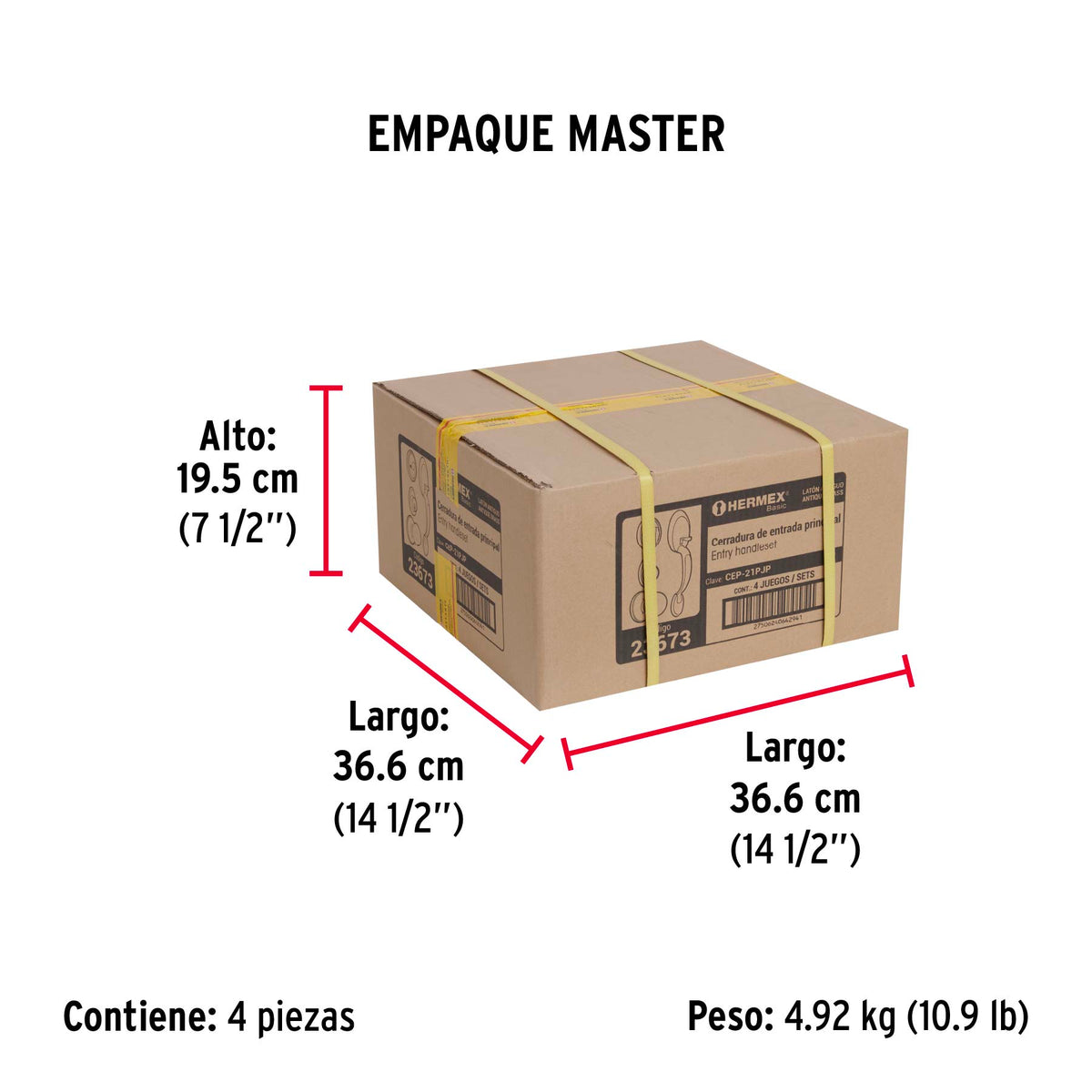Cerradura, latón antiguo, mariposa, pomo, Hermex Basic