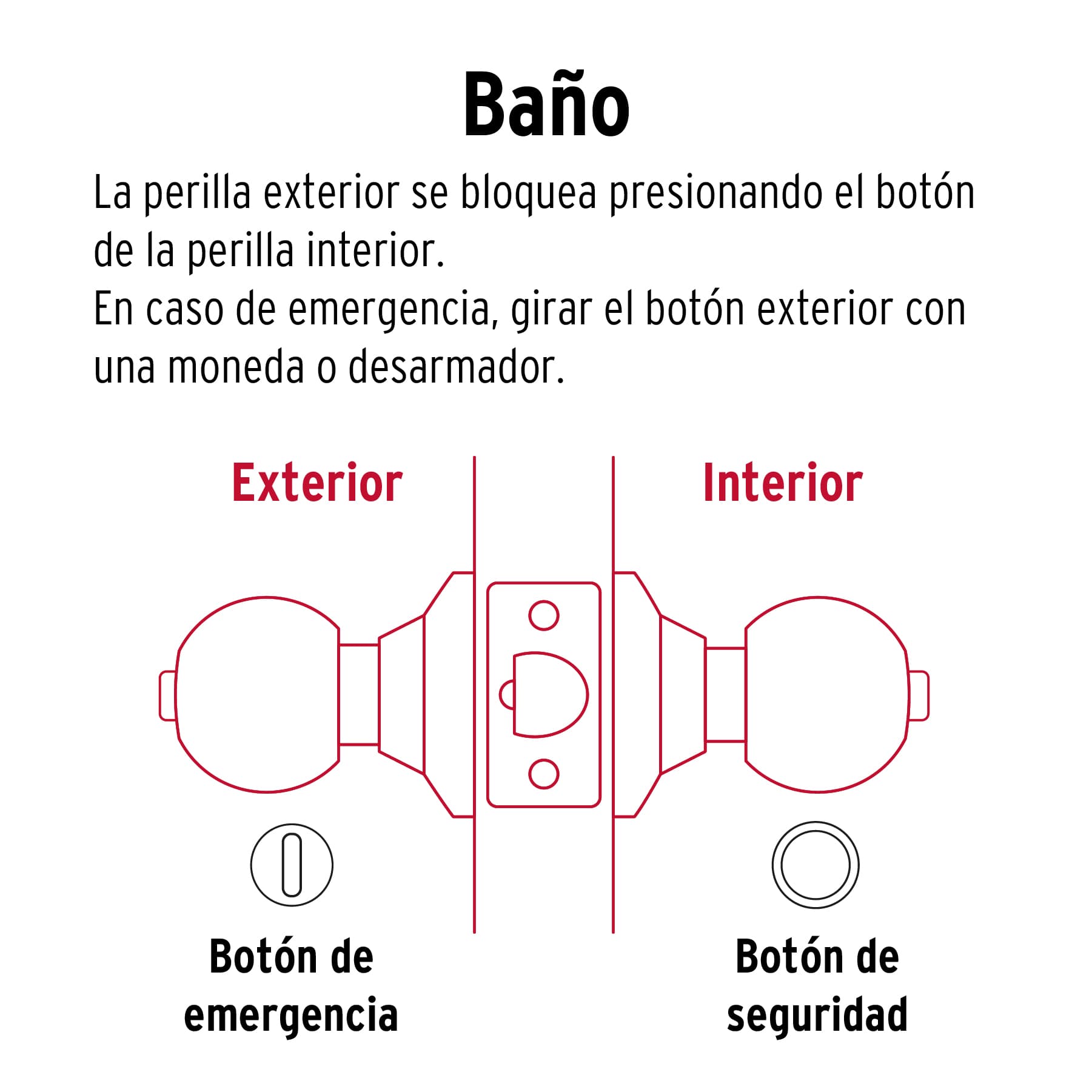Cerradura pomo, latón brillante, oval, baño