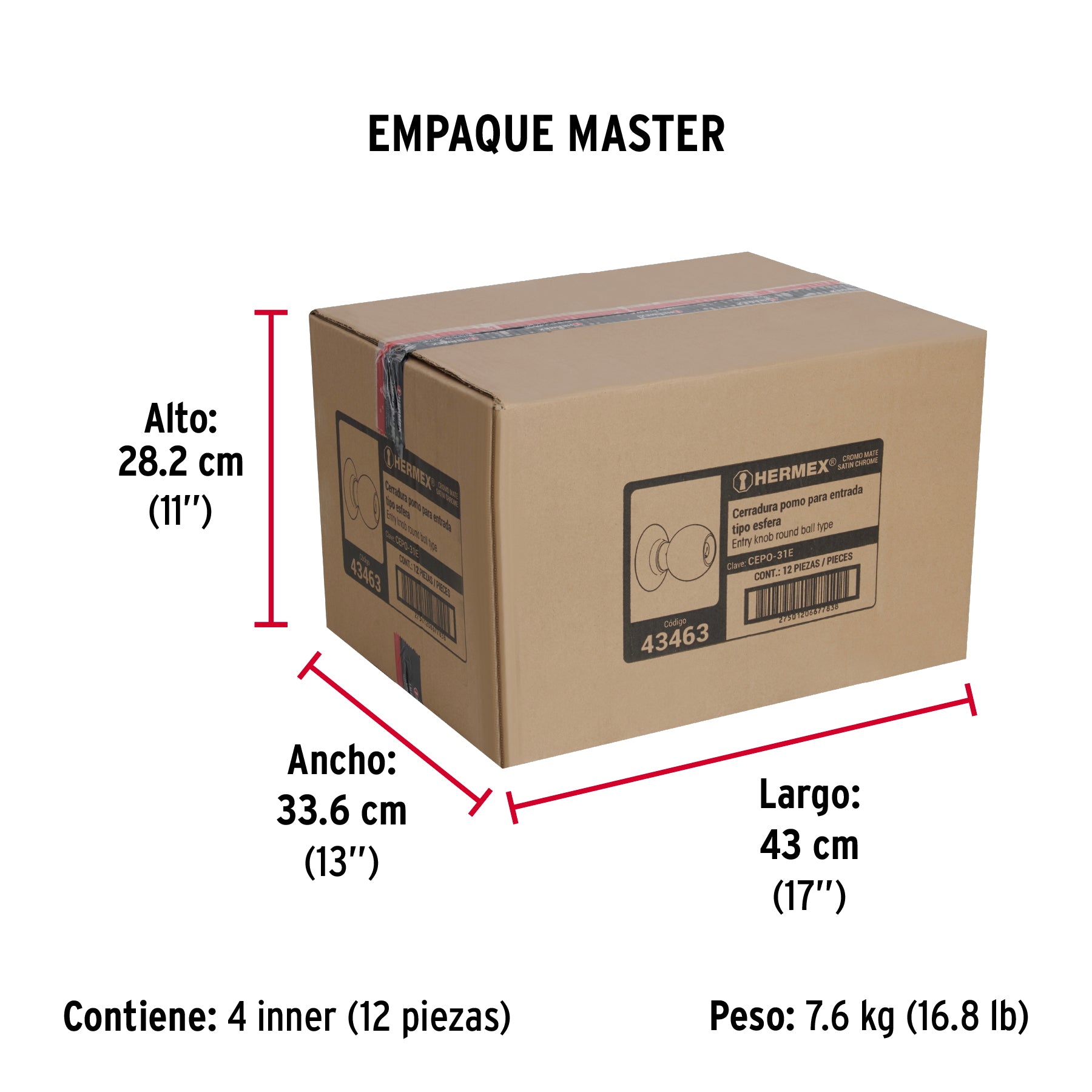 Cerradura pomo, cromo mate, esfera, entrada