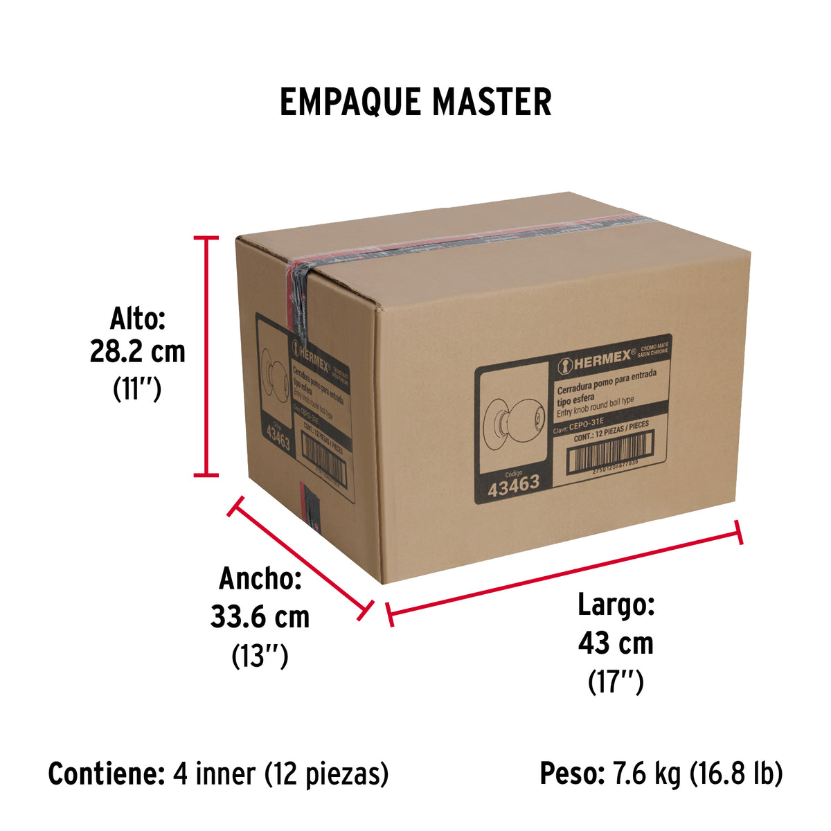 Cerradura pomo, cromo mate, esfera, entrada