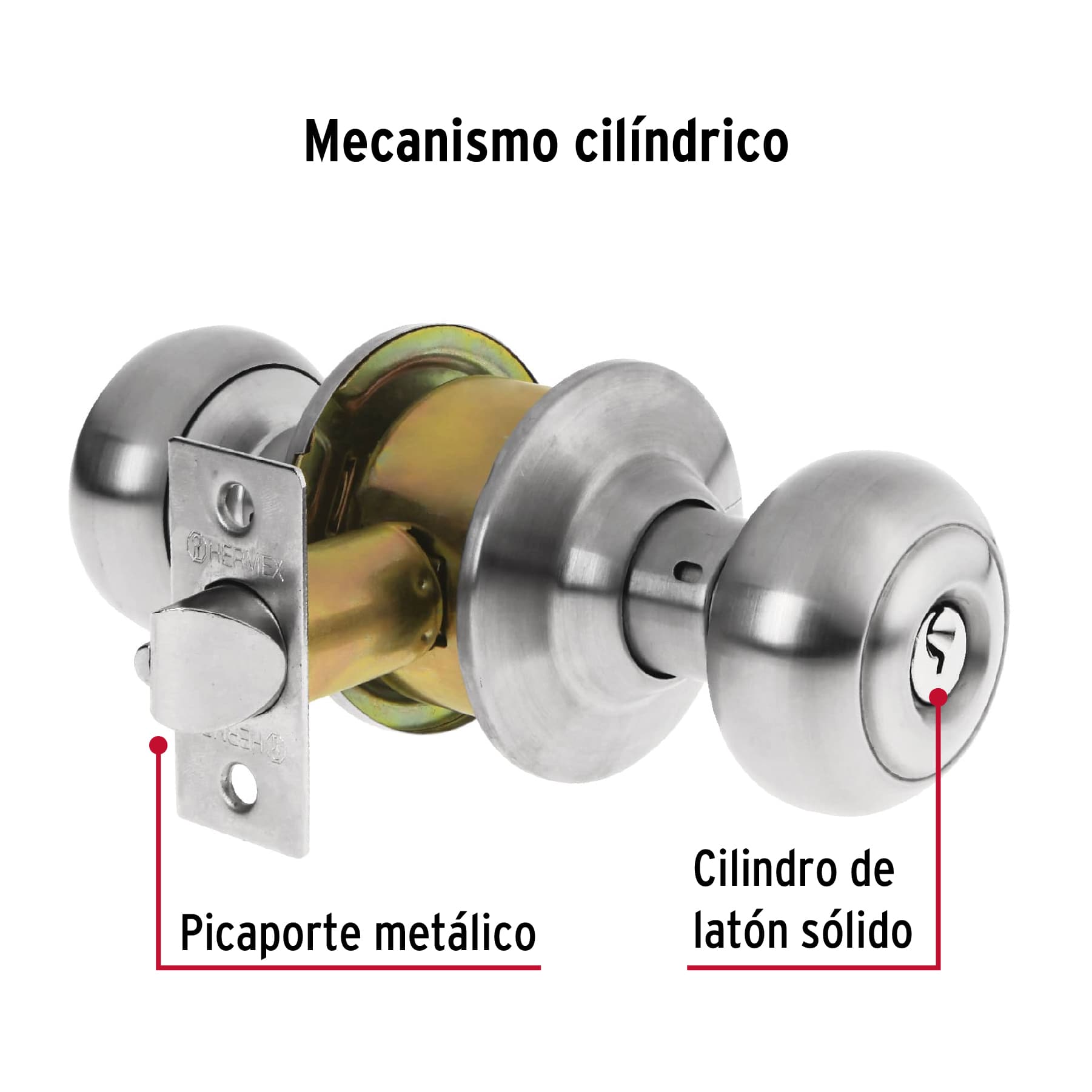 Cerradura pomo, cromo mate, oval, entrada