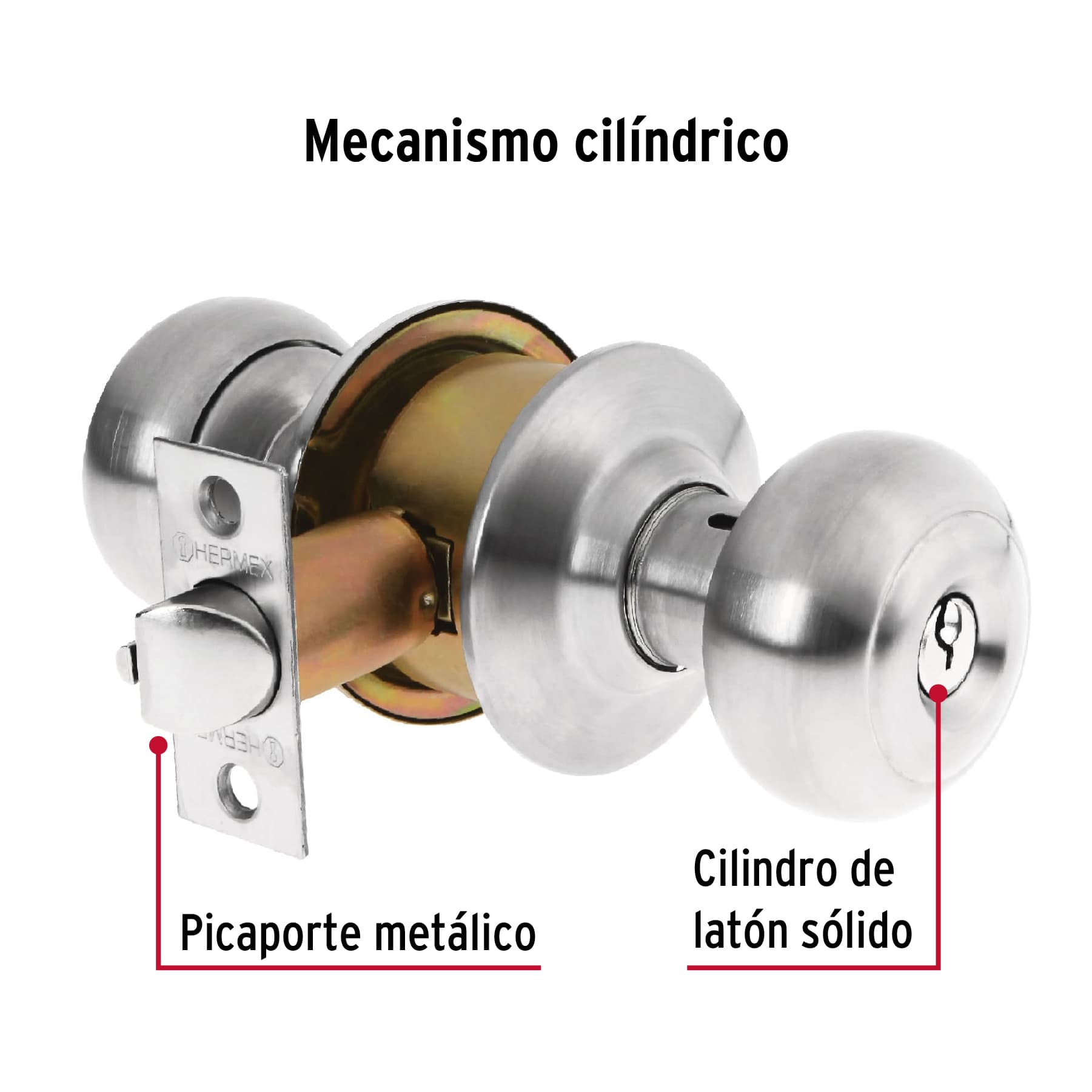 Cerradura pomo, cromo mate, oval, recamara