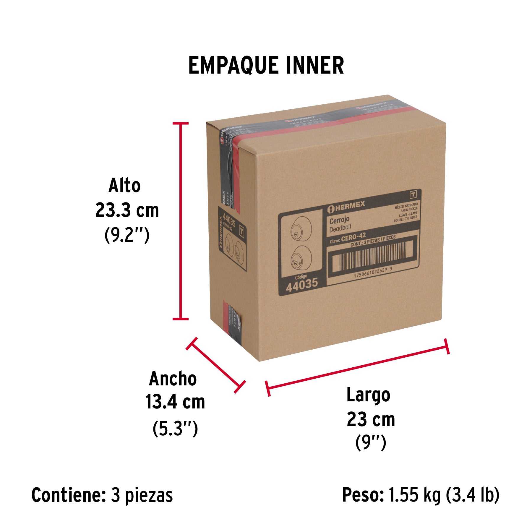 Cerrojo llave-llave níquel satin , llave de puntos, HERMEX