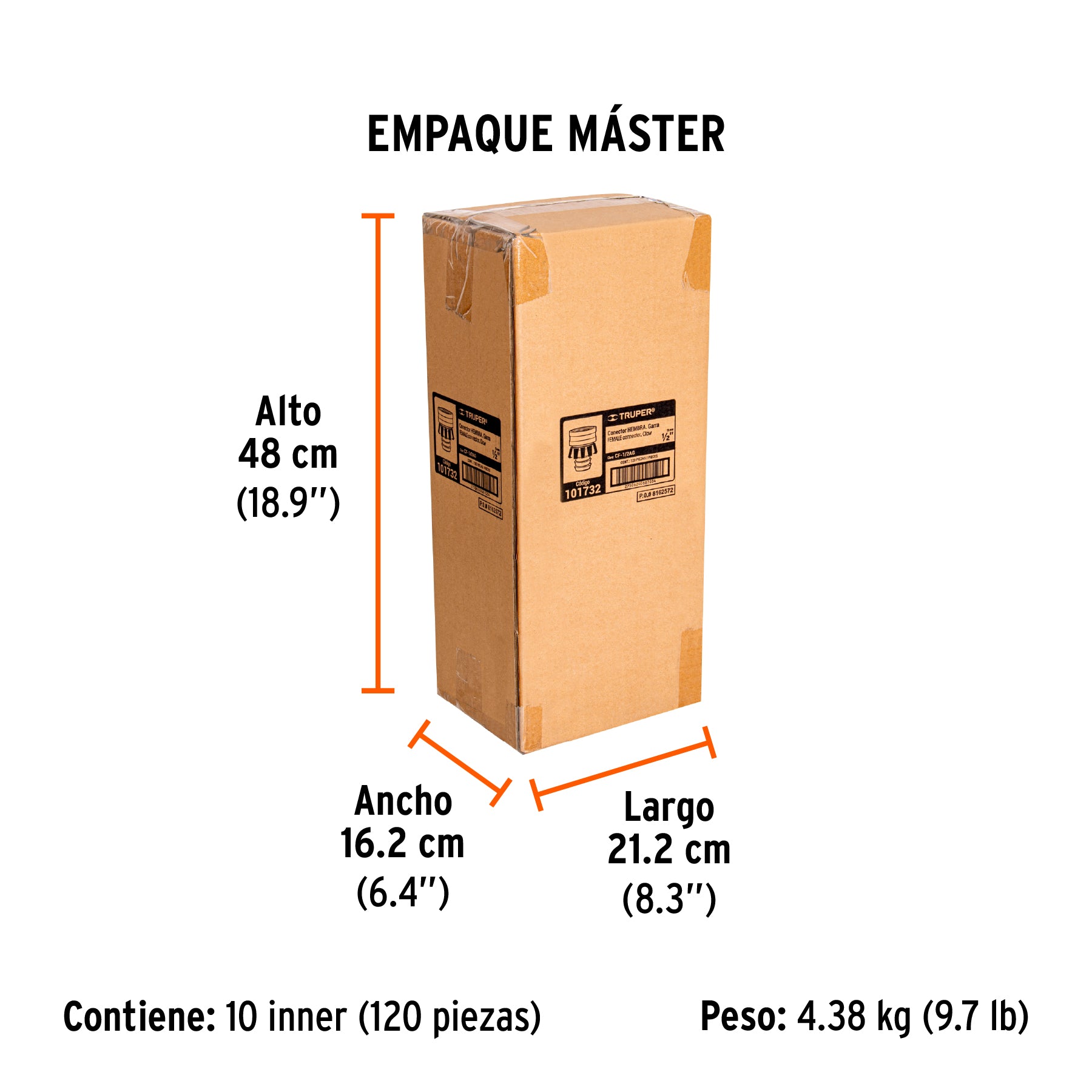 Conexión de manguera con garra 1/2', hembra