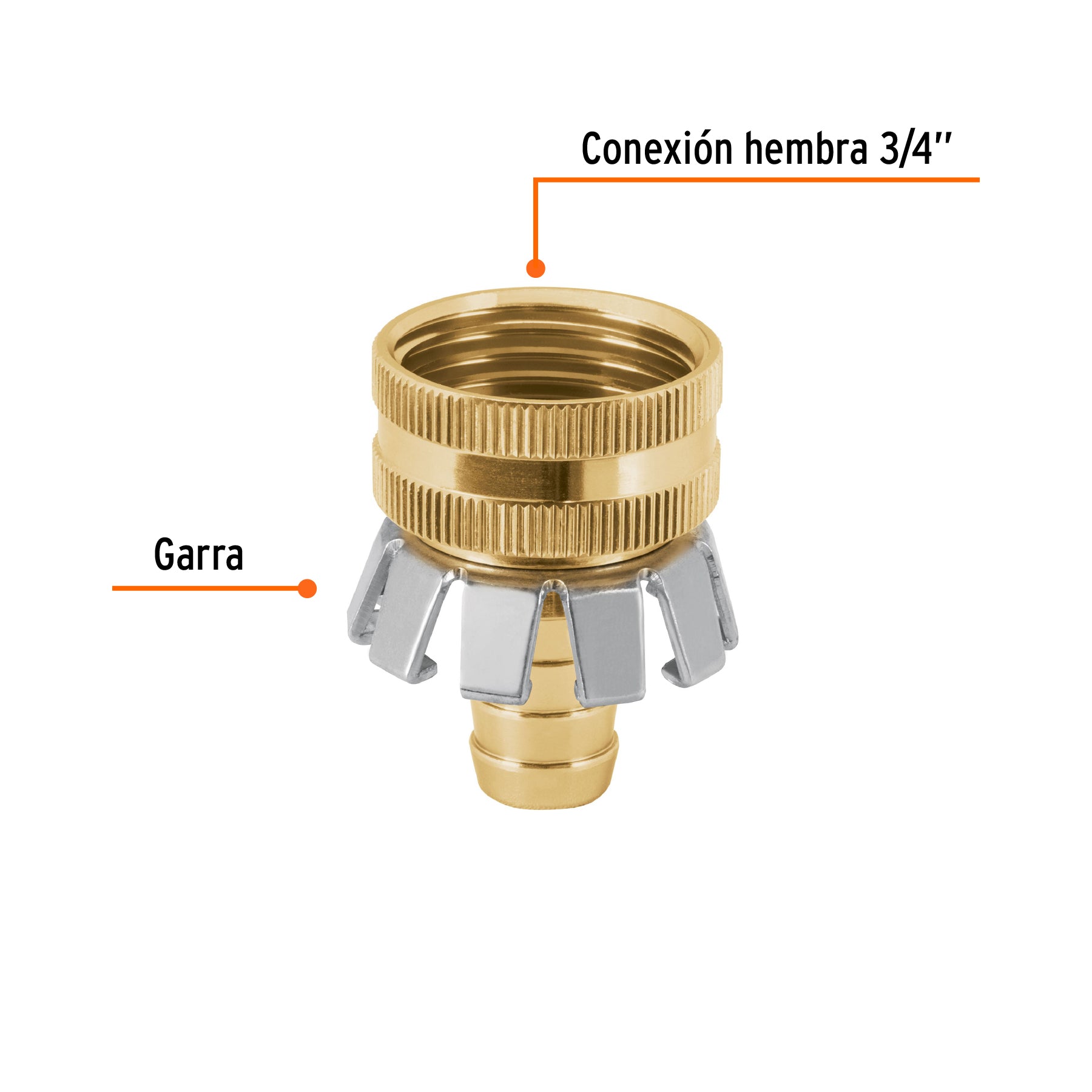 Conexión de manguera con garra 1/2', hembra