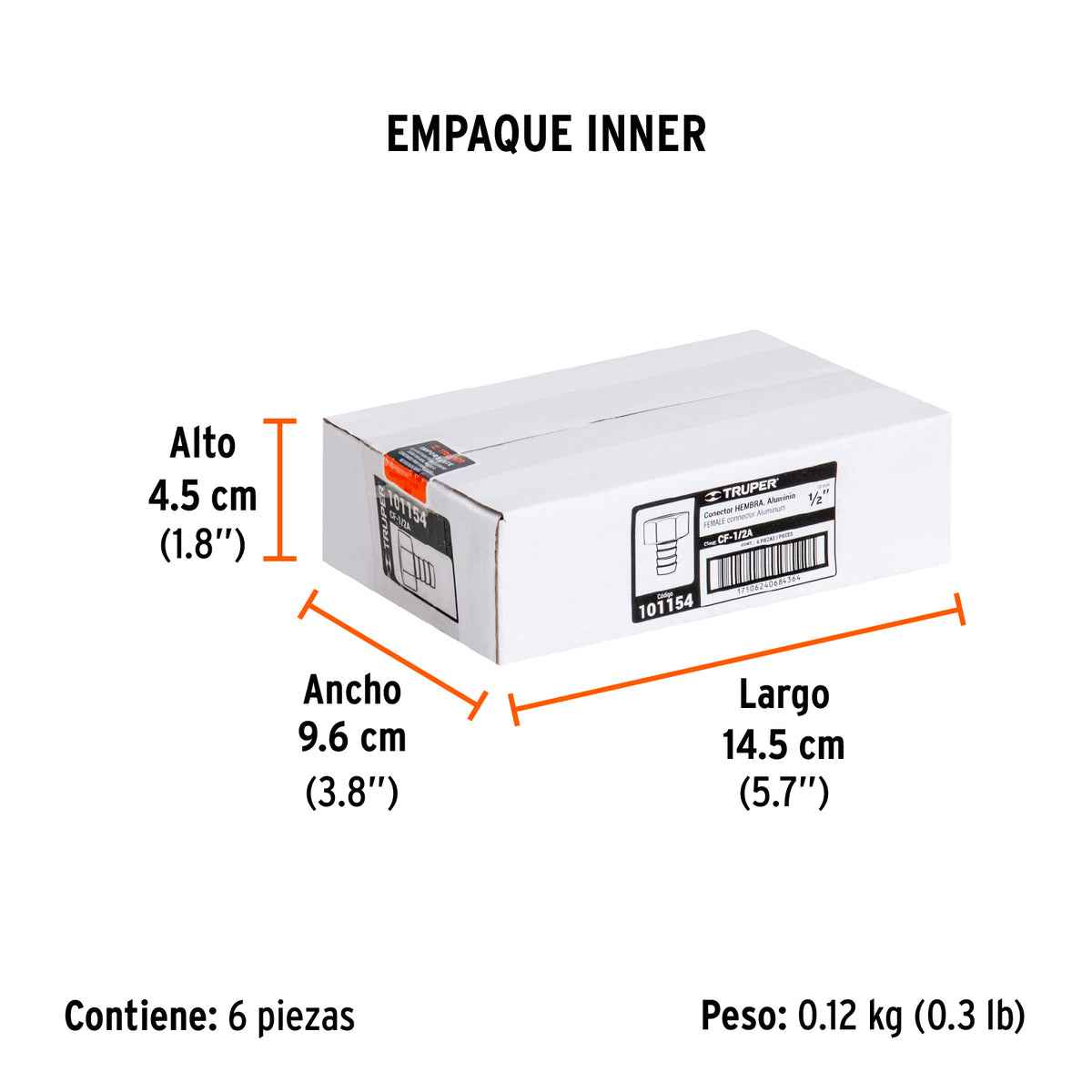 Conector sencillo de aluminio 1/2', hembra
