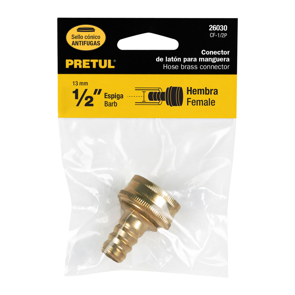 Conexión de latón laminado hembra de 1/2"