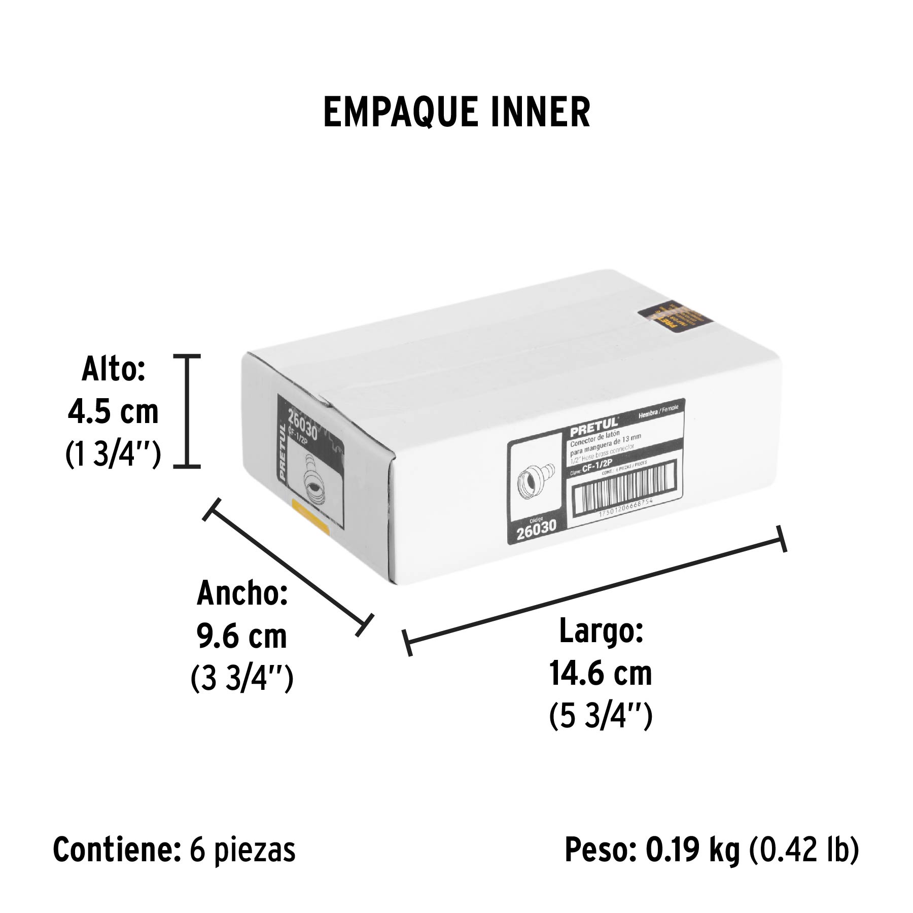 Conexión de latón laminado hembra de 1/2"