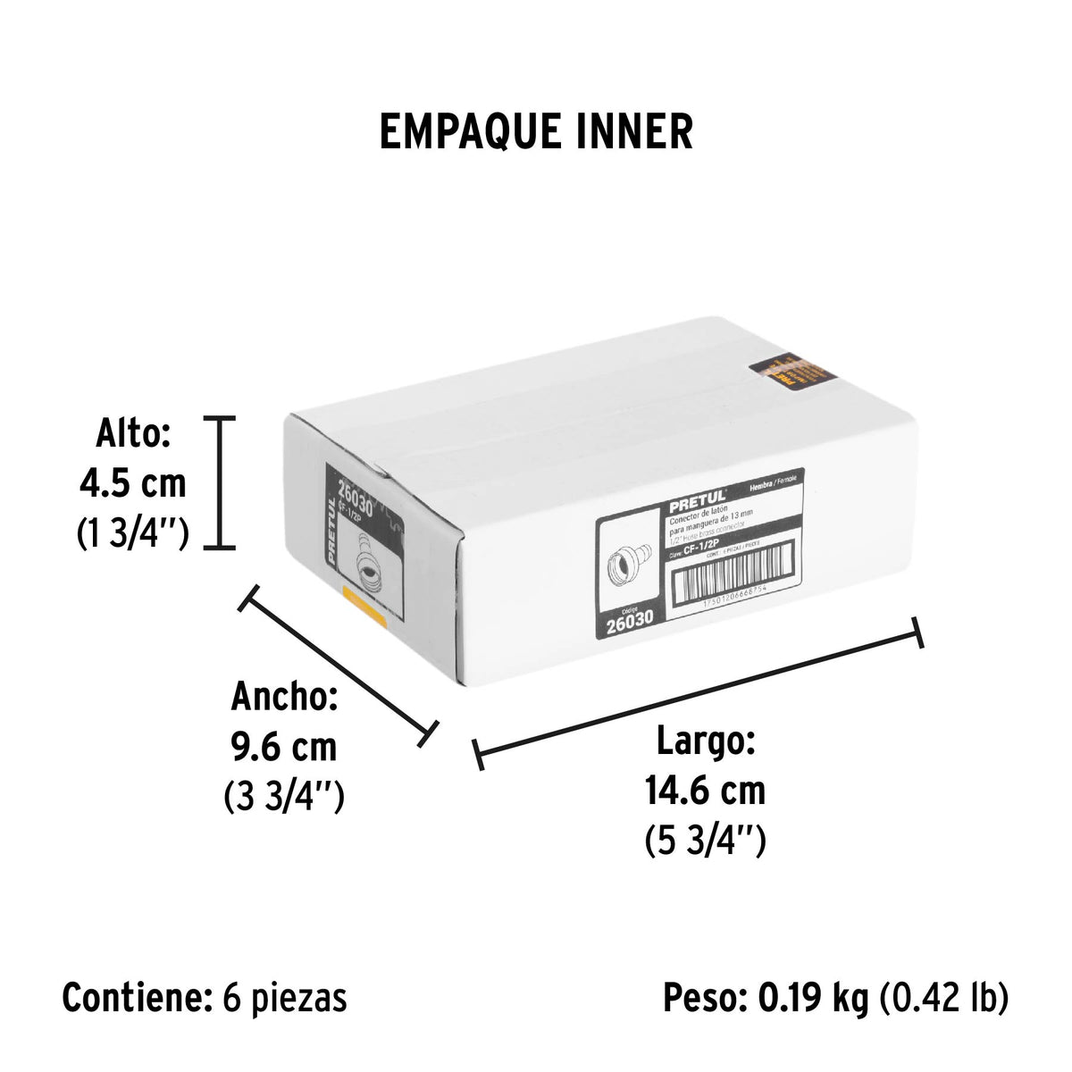Conexión de latón laminado hembra de 1/2"