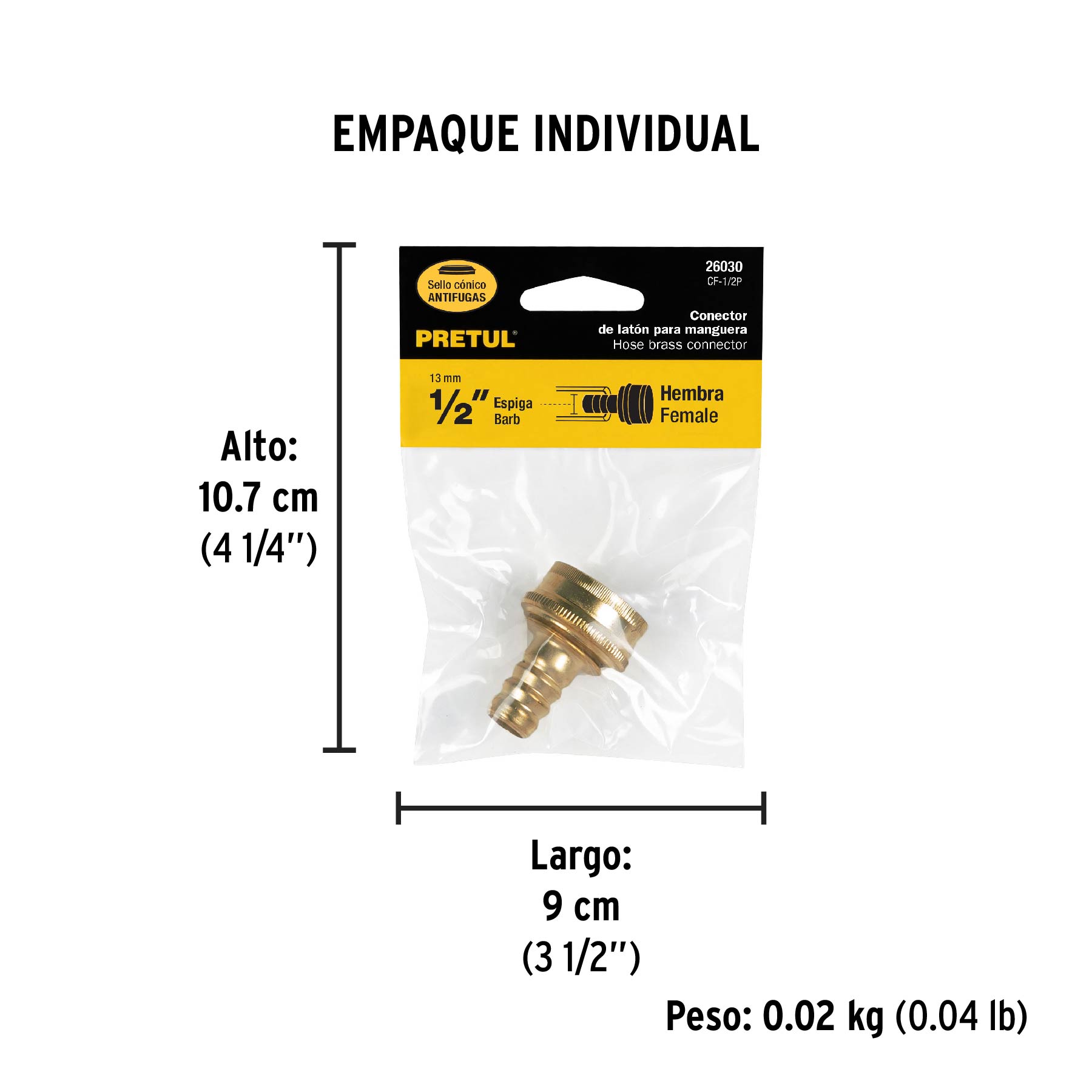 Conexión de latón laminado hembra de 1/2"