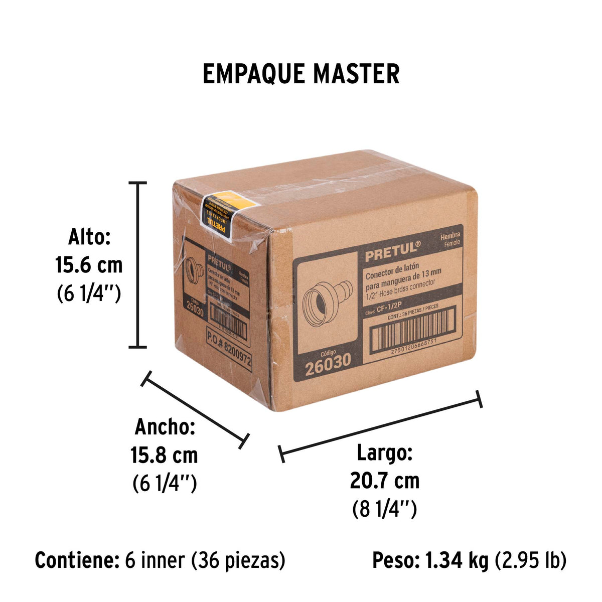 Conexión de latón laminado hembra de 1/2"
