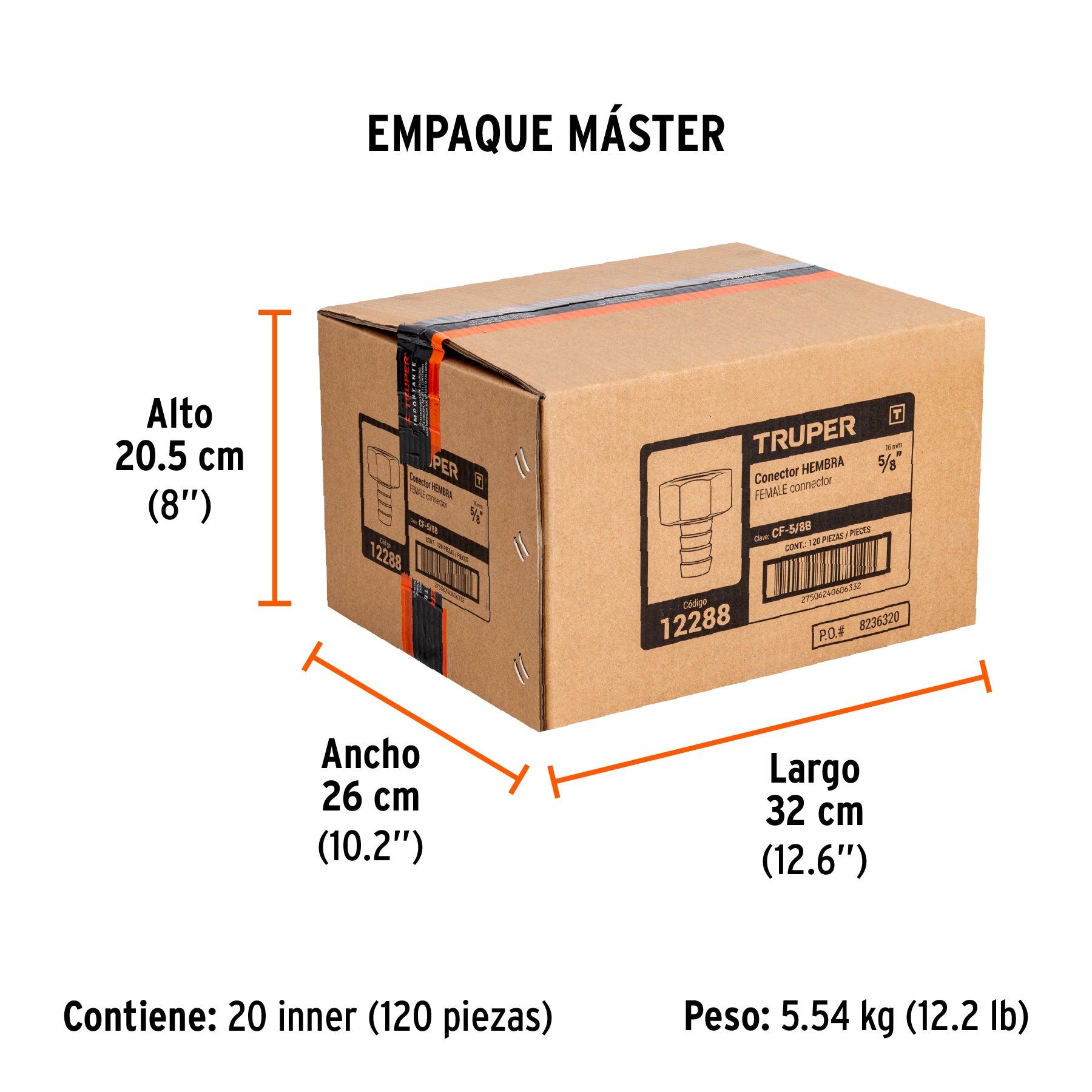 Conexión de laton hembra de 5/8" para manguera, blister