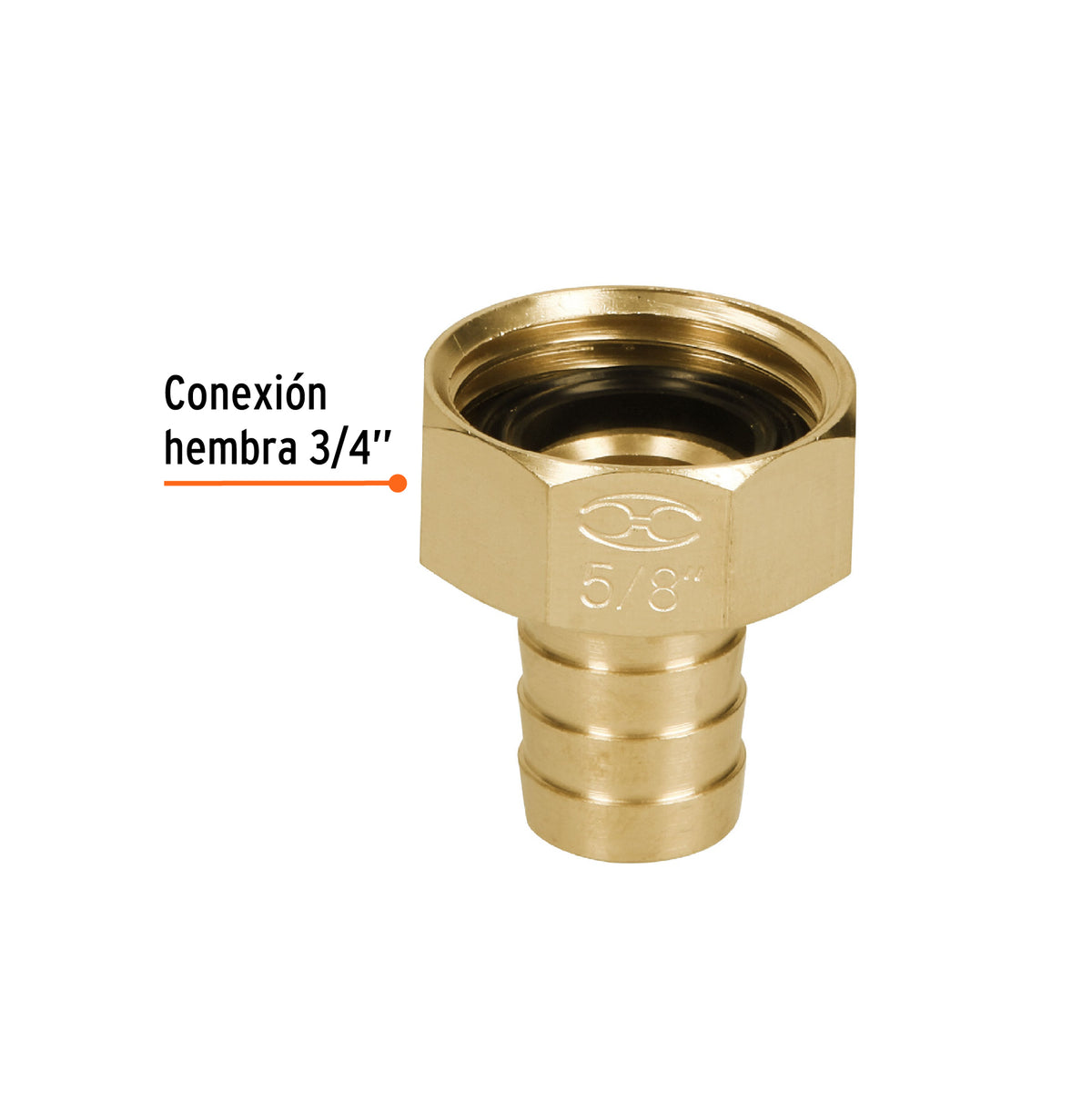 Conexión de laton hembra de 5/8" para manguera, blister