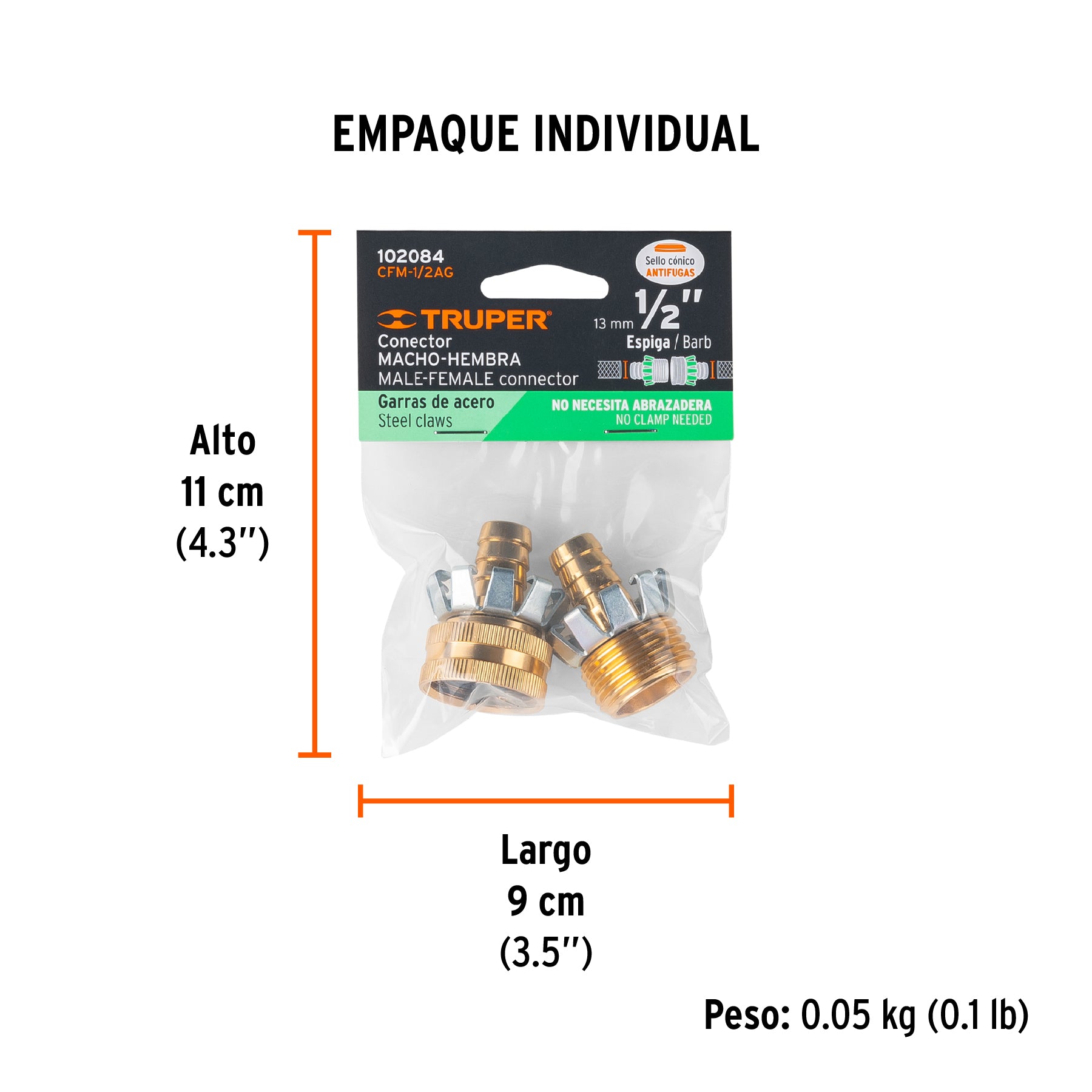 Juego de conectores 1/2' macho/hembra tipo garra de aluminio