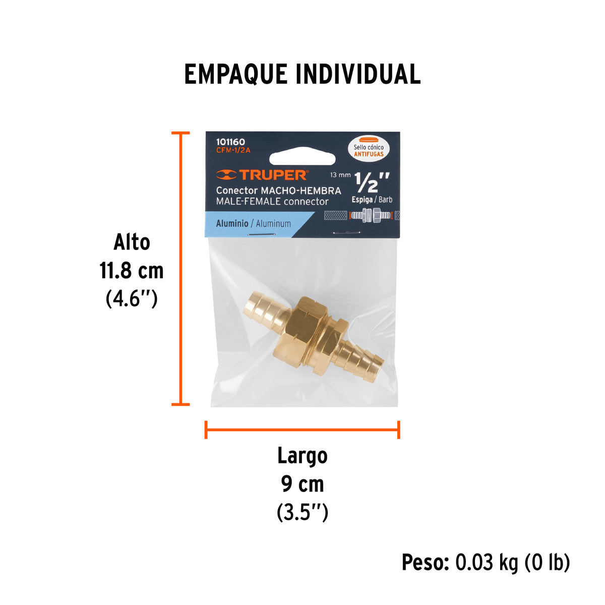 Juego de conectores de aluminio 1/2', macho y hembra