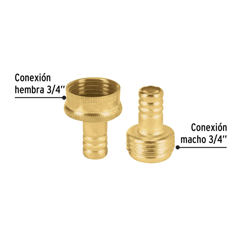 Conexión de latón laminado macho/hembra de 1/2"
