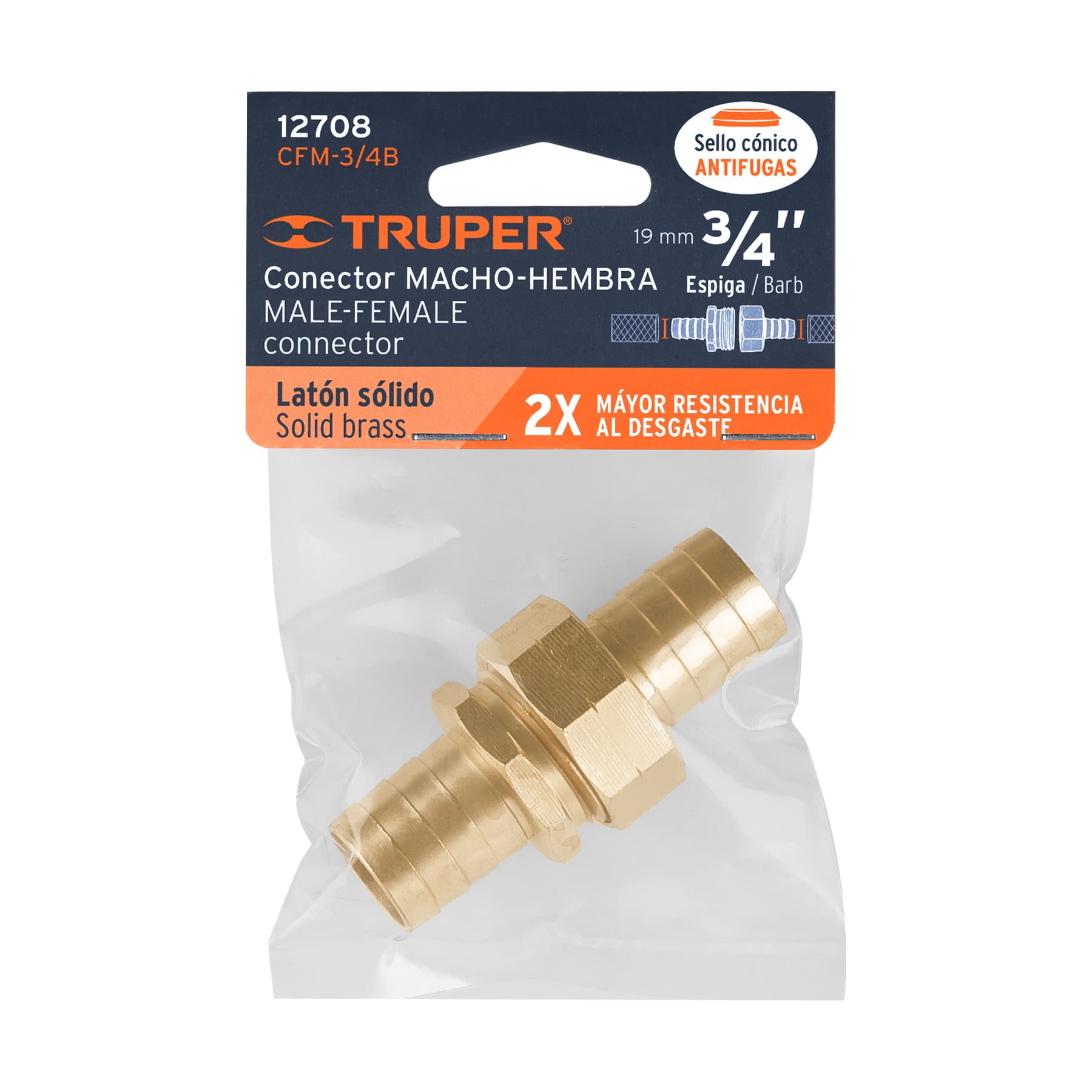 Conectores macho y hembra 3/4", de latón