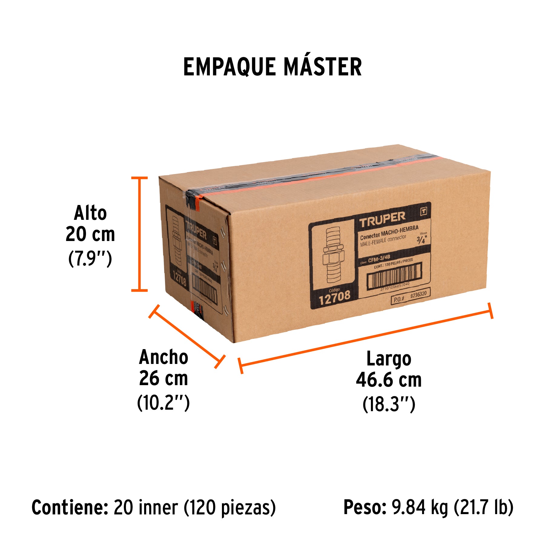 Conectores macho y hembra 3/4", de latón