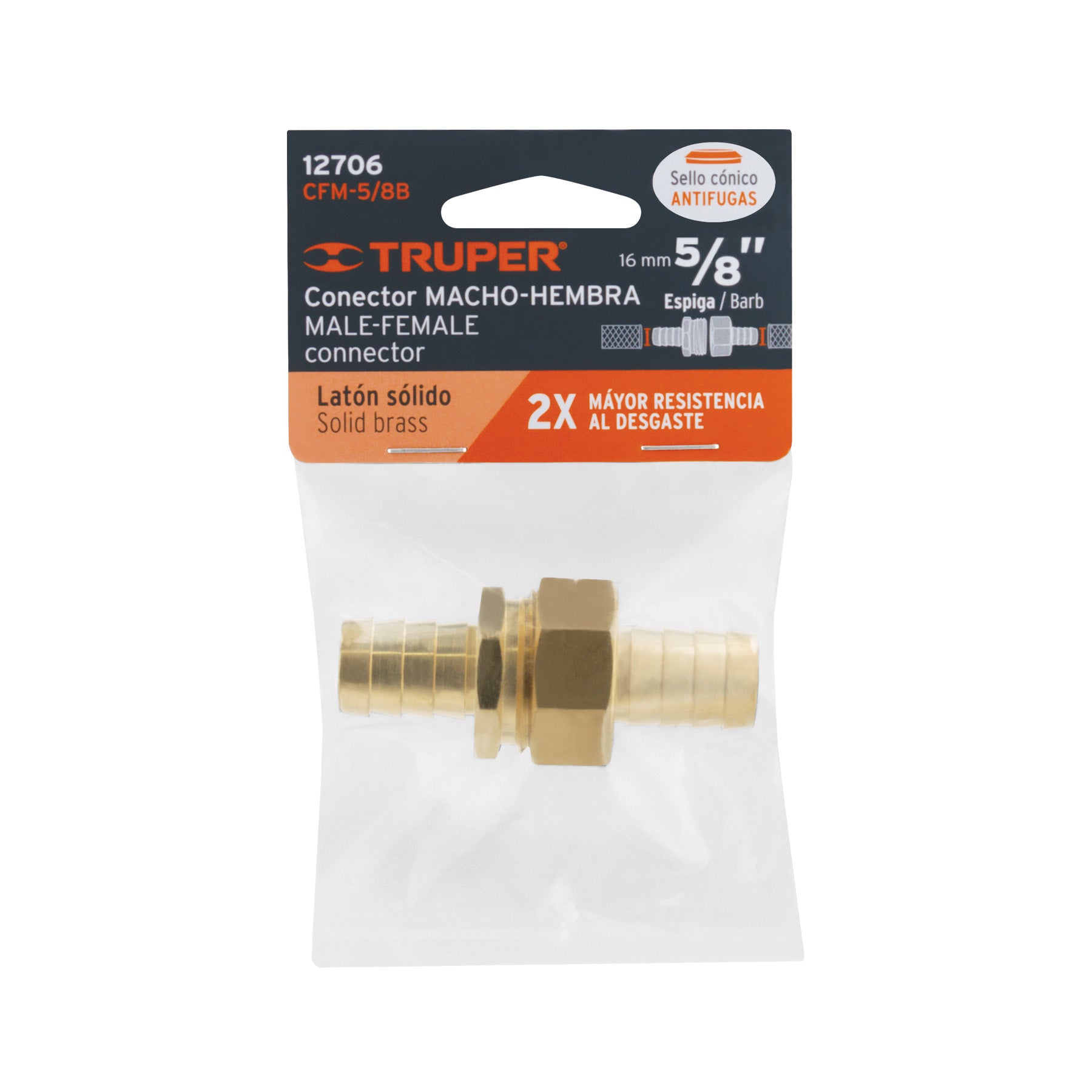 Conectores macho y hembra 5/8", de latón