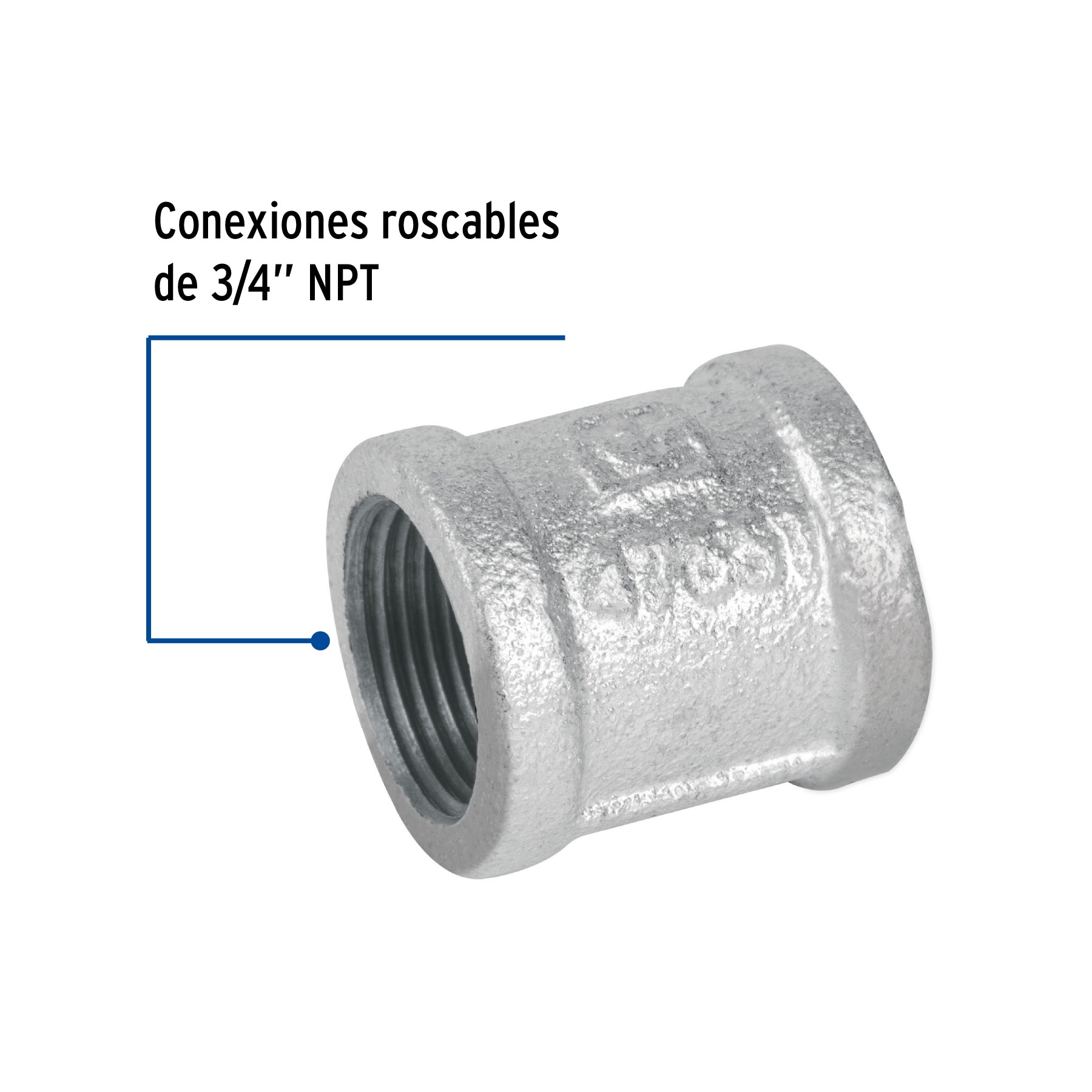 Cople reforzado, acero galvanizado, 3/4"