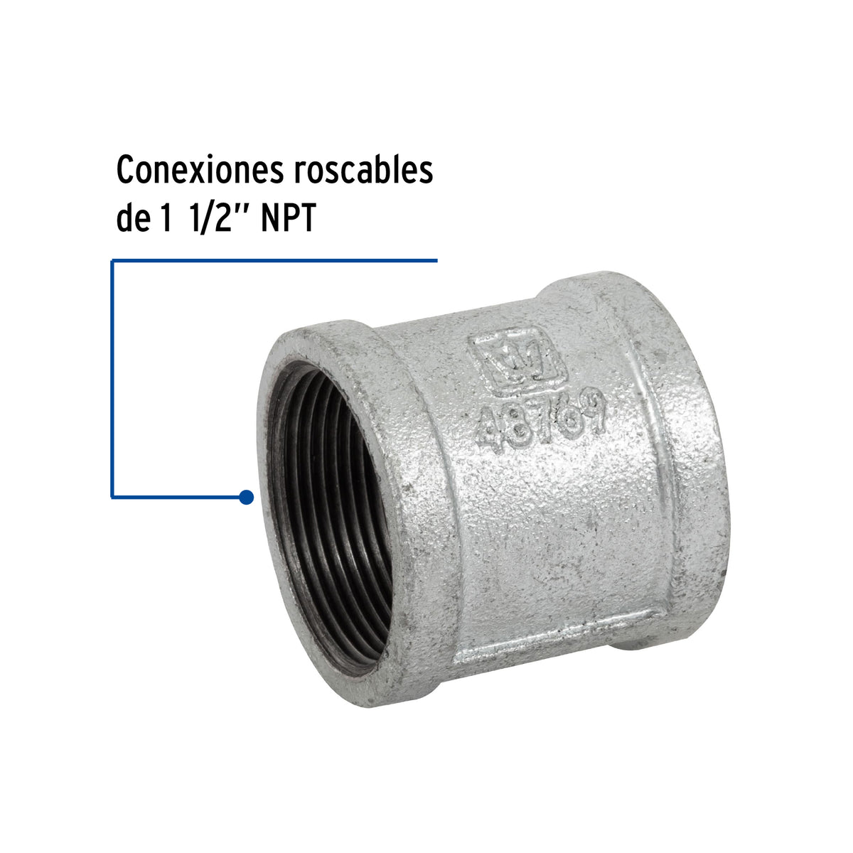 Cople reforzado, acero galvanizado, 1-1/2"