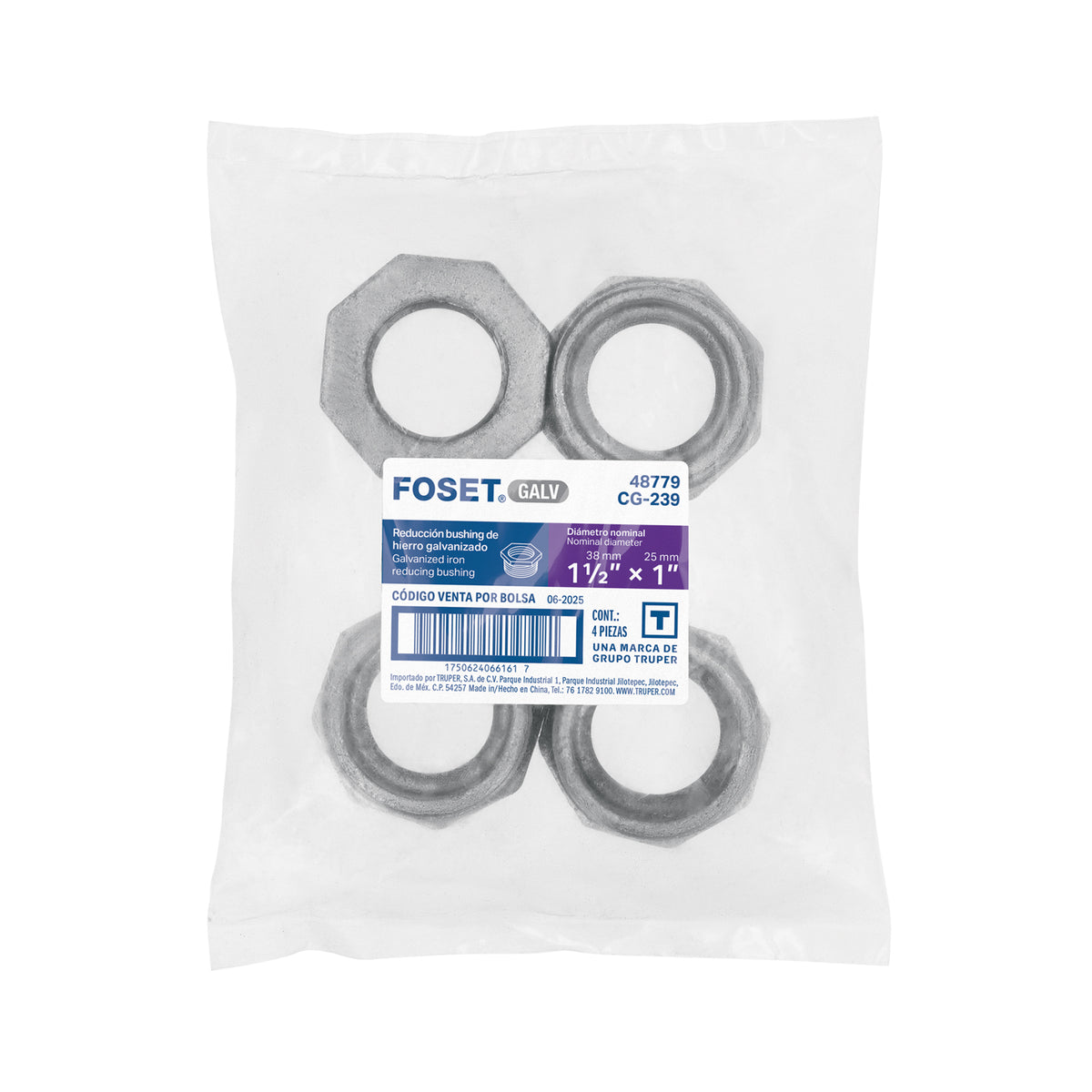 Reducción bushing, acero galvanizado, 1-1/2 x 1"