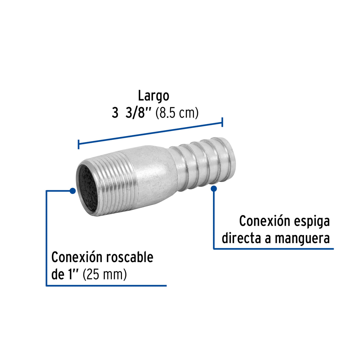 Niple galvanizado tipo botella, 1"