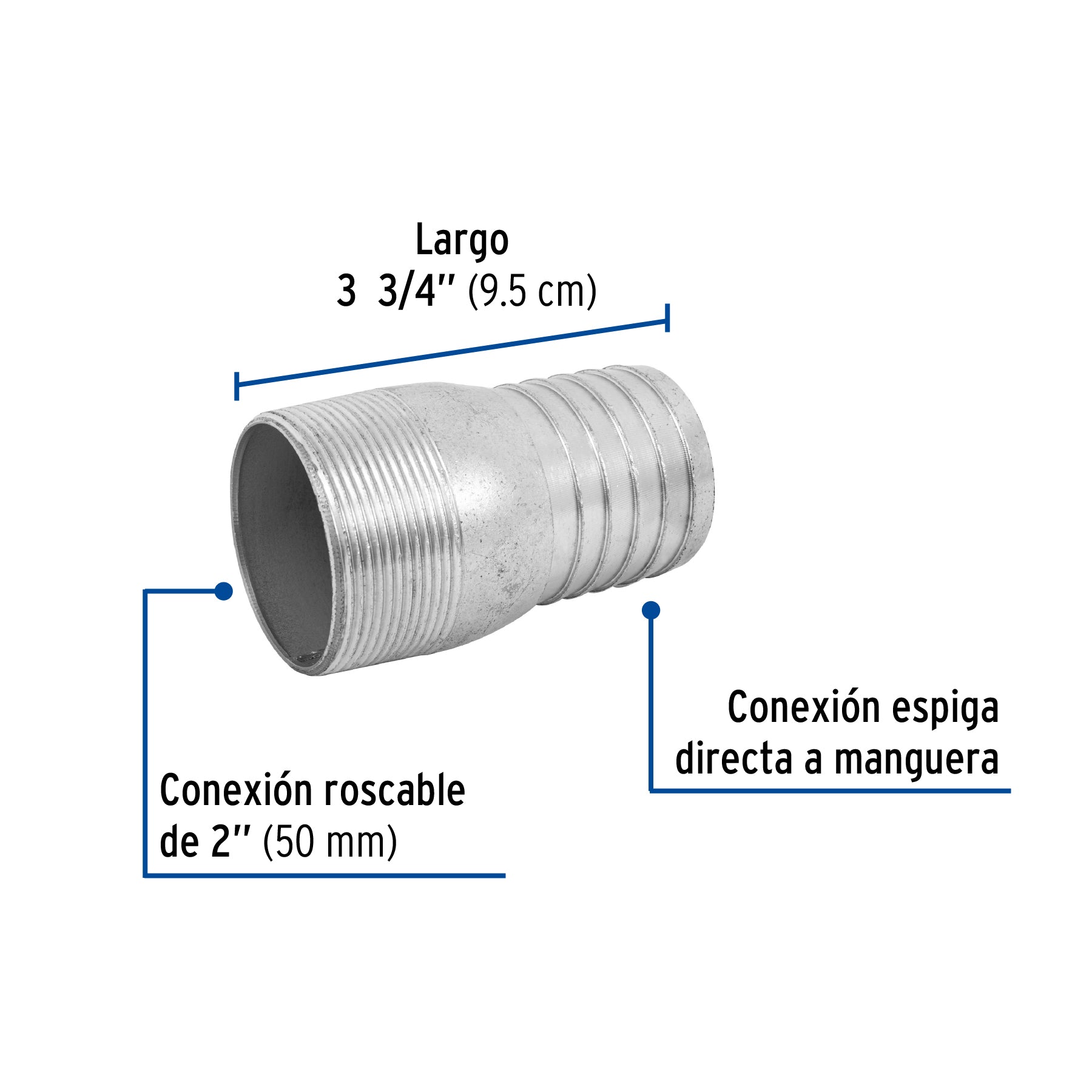 Niple galvanizado tipo botella, 2"