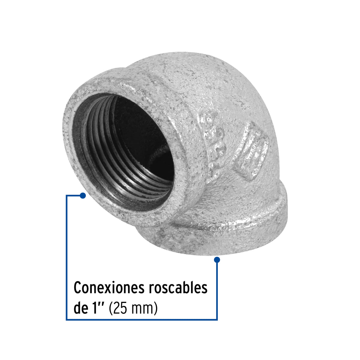 Codo 90°, acero galvanizado, 1"