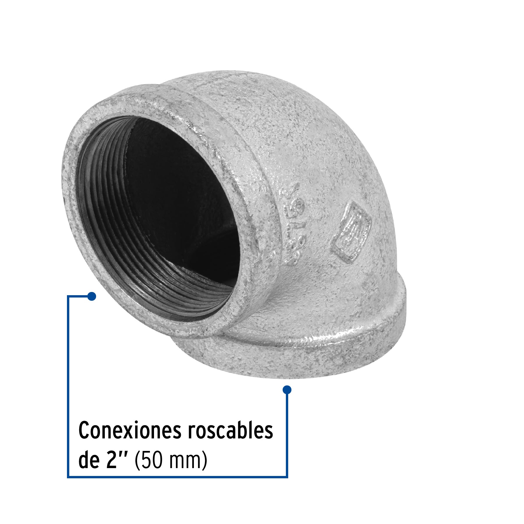 Codo 90°, acero galvanizado, 2"